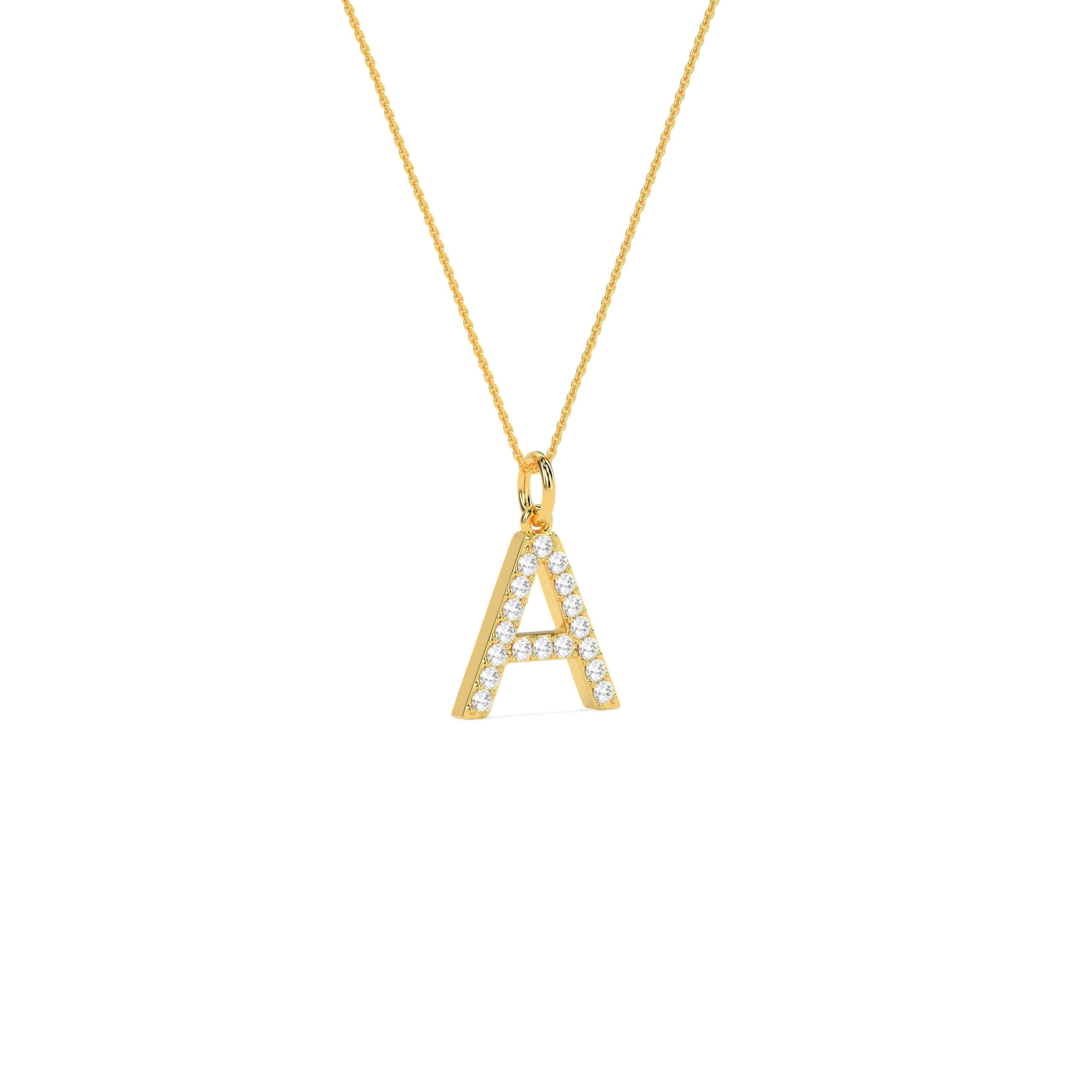 Round Diamond Initial Letter Pendant - Godahari Dev Jewells