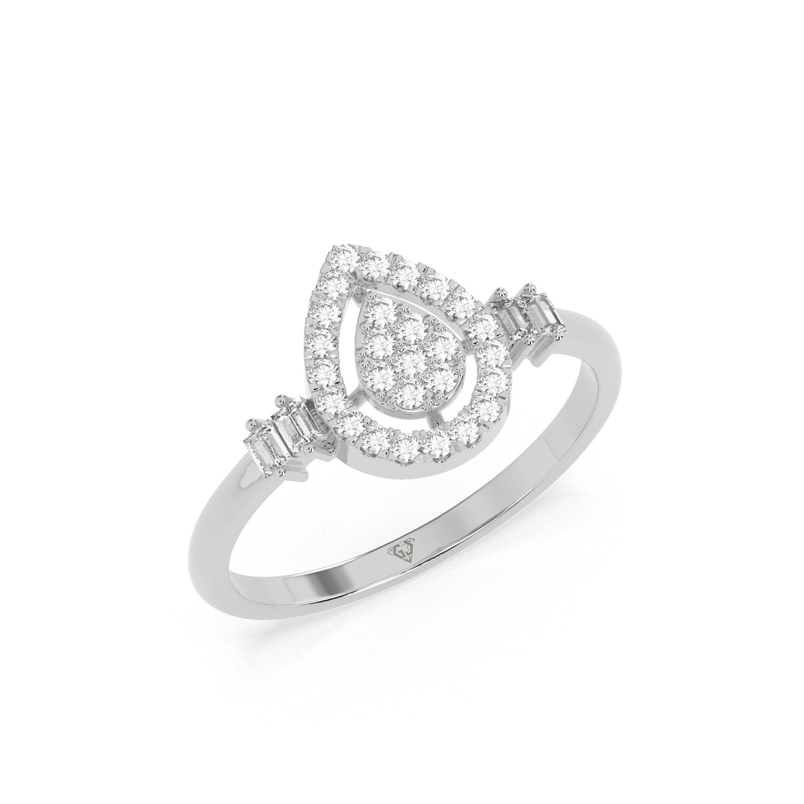 0.31 CT Golden Tears Pears Diamond RING - Godahari Dev Jewells