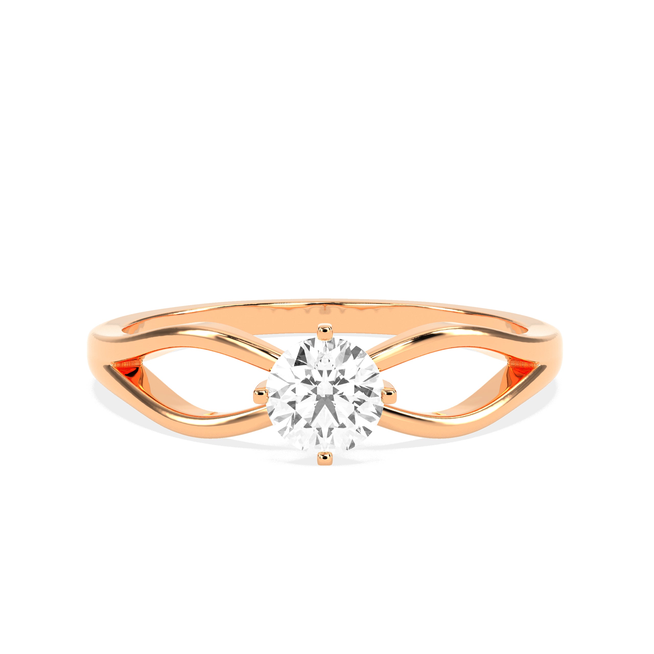 Twist Solitaire Diamond Ring in 14K & 18K Gold | White, Yellow & Rose Gold Elegant Engagement Ring