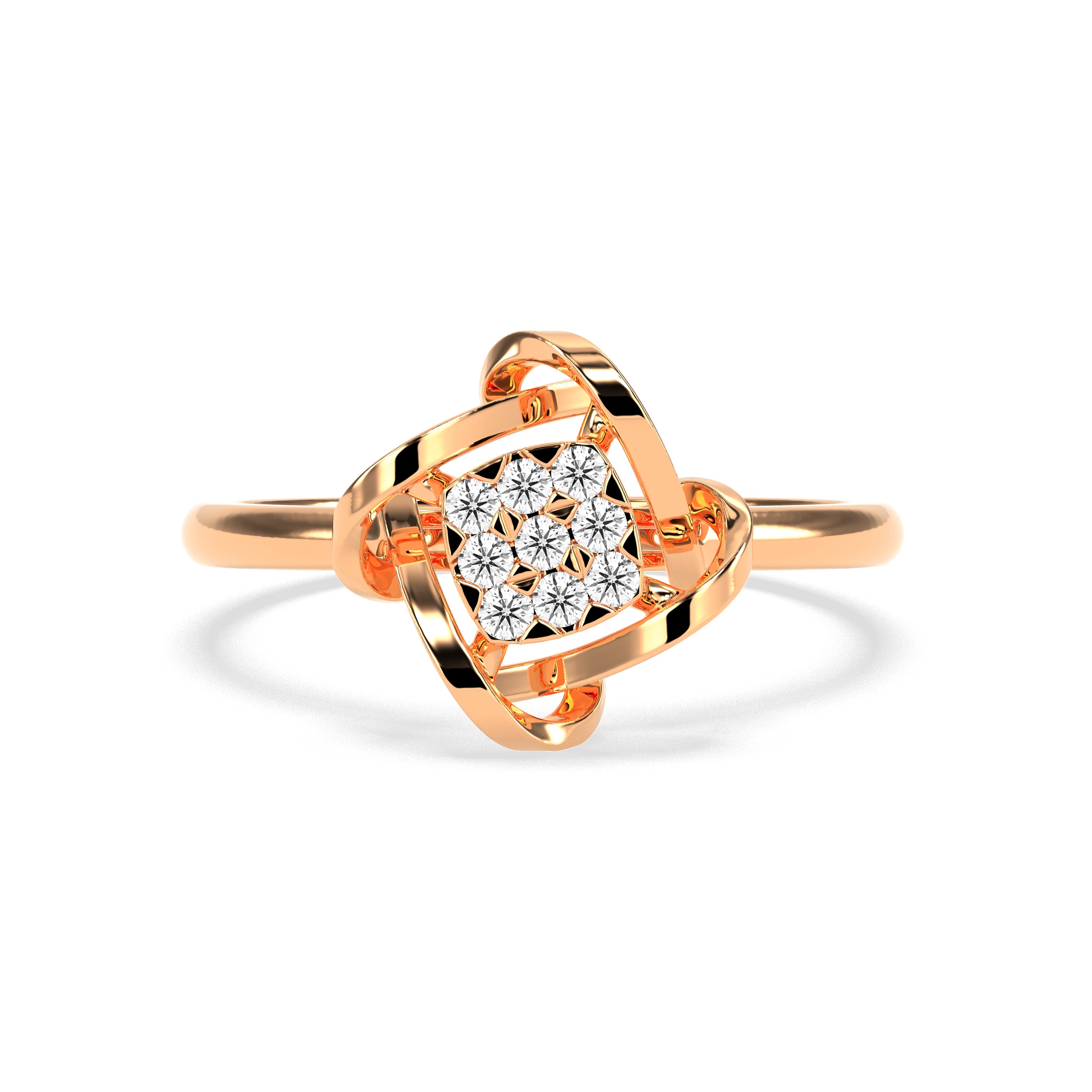 Geometric Diamond Cluster Ring in 14K & 18K Gold | White, Yellow & Rose Gold Modern Designer Ring