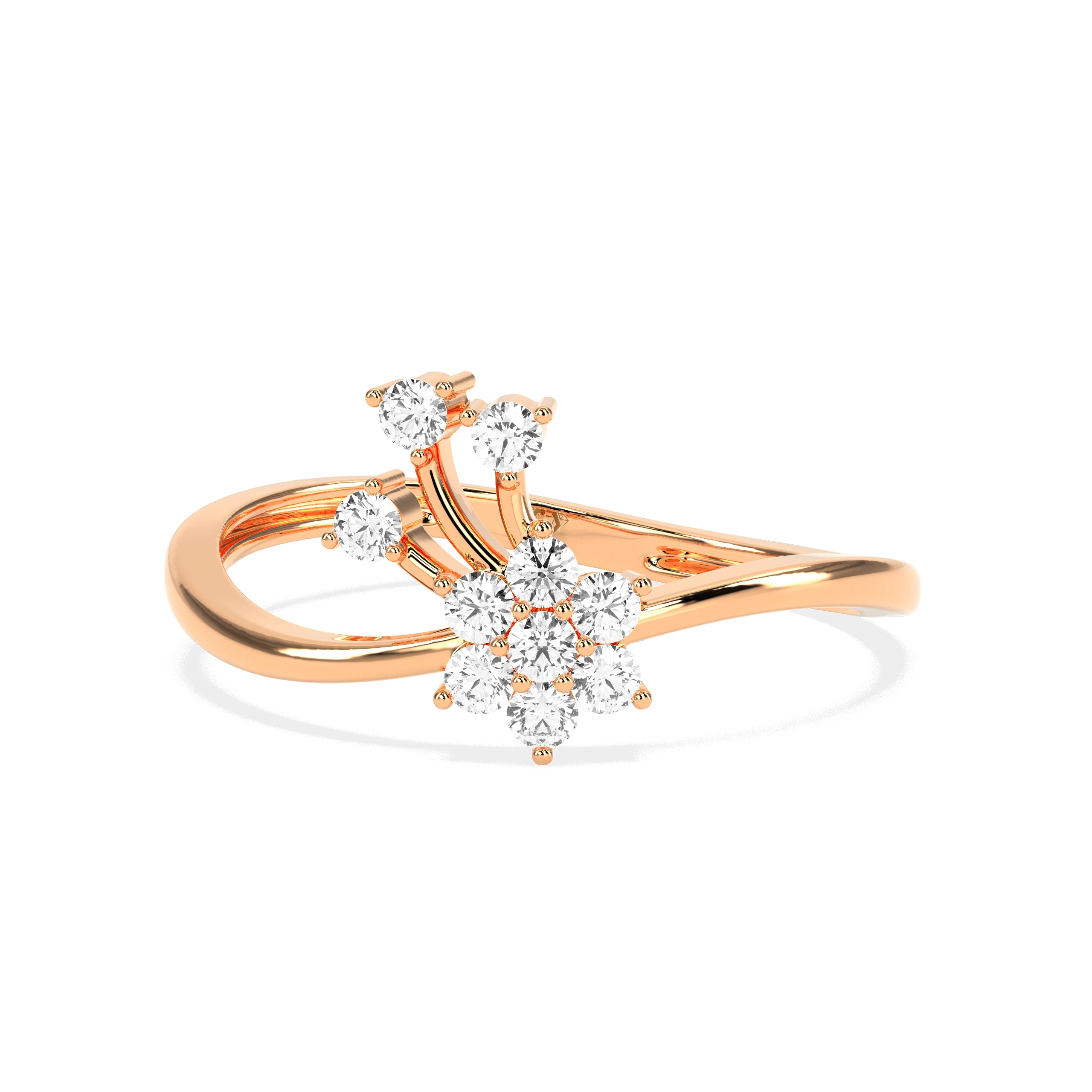 Floral Diamond Cluster Ring in 14K & 18K Gold | White, Yellow & Rose Gold Elegant Flower Design Ring