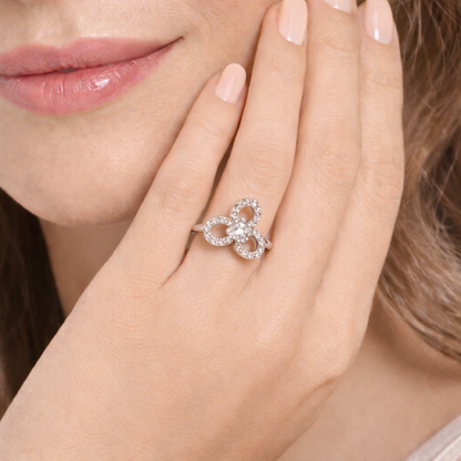 Floral Diamond Cluster Ring in 14K & 18K Gold | White, Yellow & Rose Gold Flower Diamond Ring