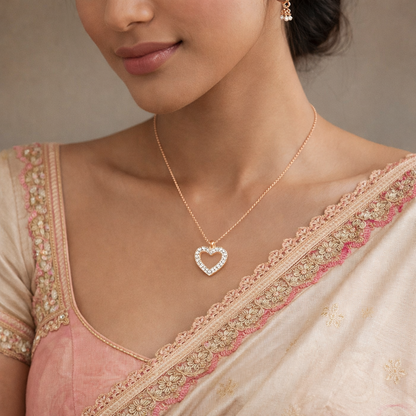 Heart Shape Diamond Pendant Necklace in 14K & 18K Gold | White, Yellow & Rose Gold Heart Diamond Pendant