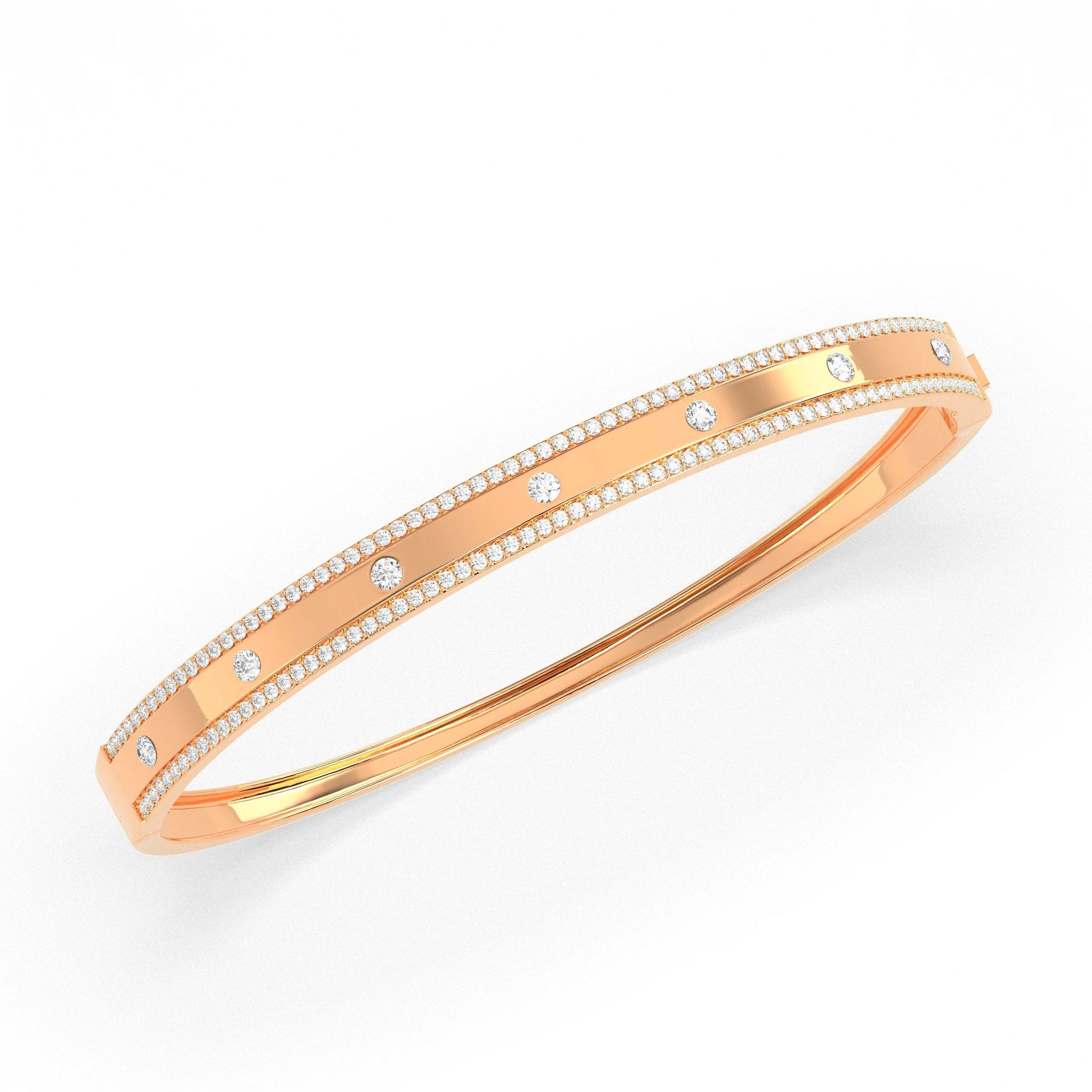 Luxurious flush-set diamond bangle with Pave edges
