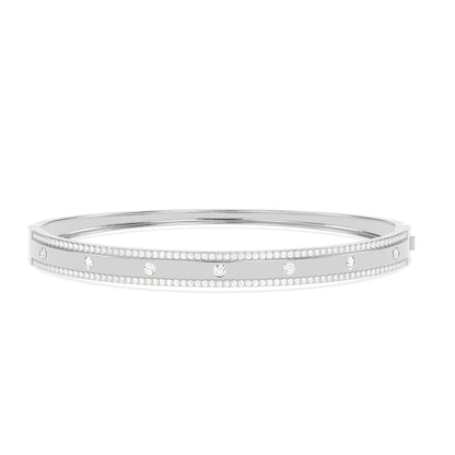 Luxurious flush-set diamond bangle with Pave edges - Godahari Dev Jewells