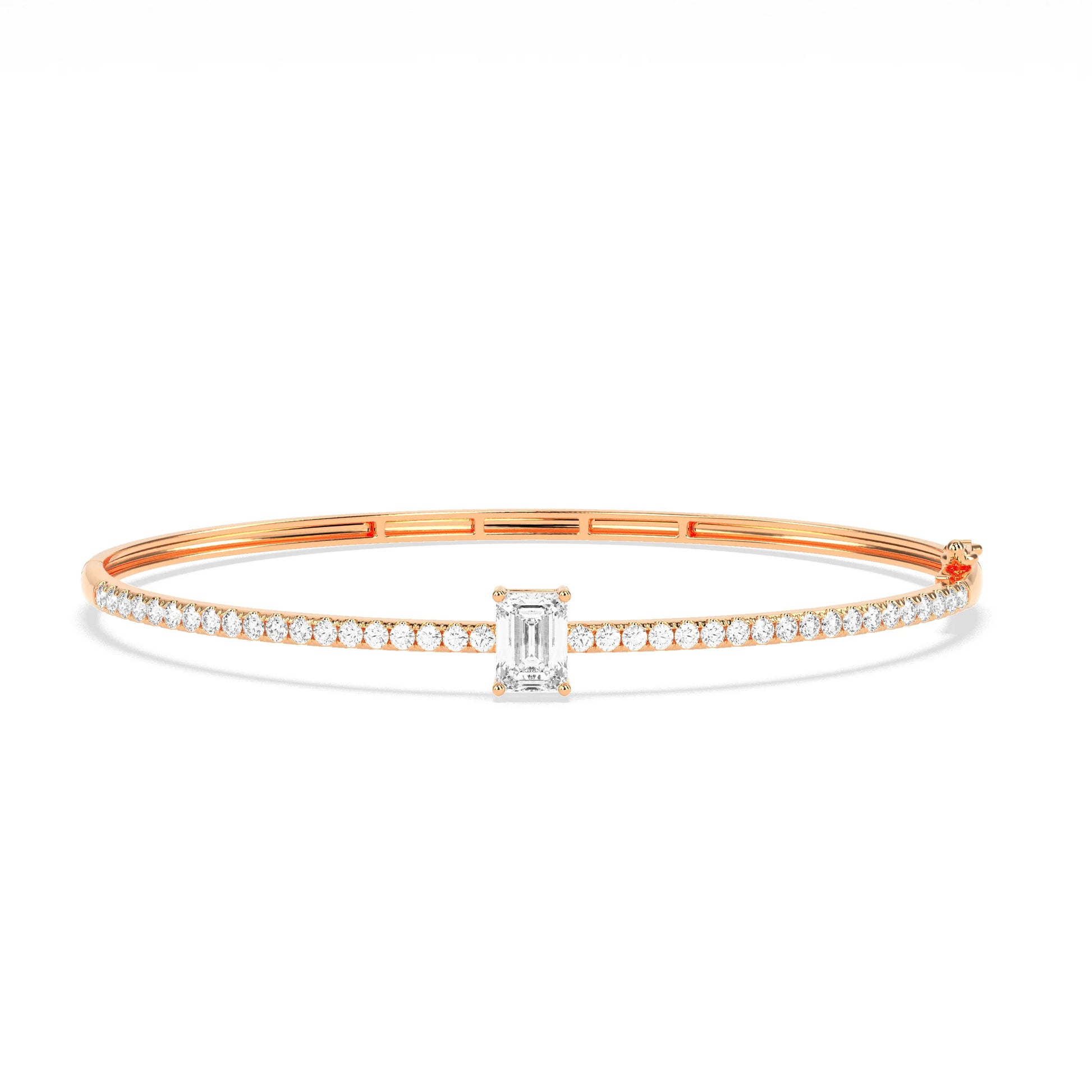 Luxury emerald diamond bangle with sparkling round diamonds - Godahari Dev Jewells