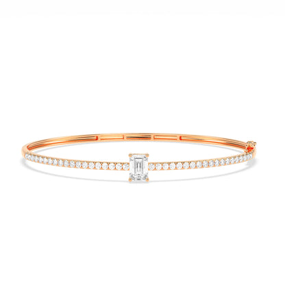 Luxury emerald diamond bangle with sparkling round diamonds - Godahari Dev Jewells