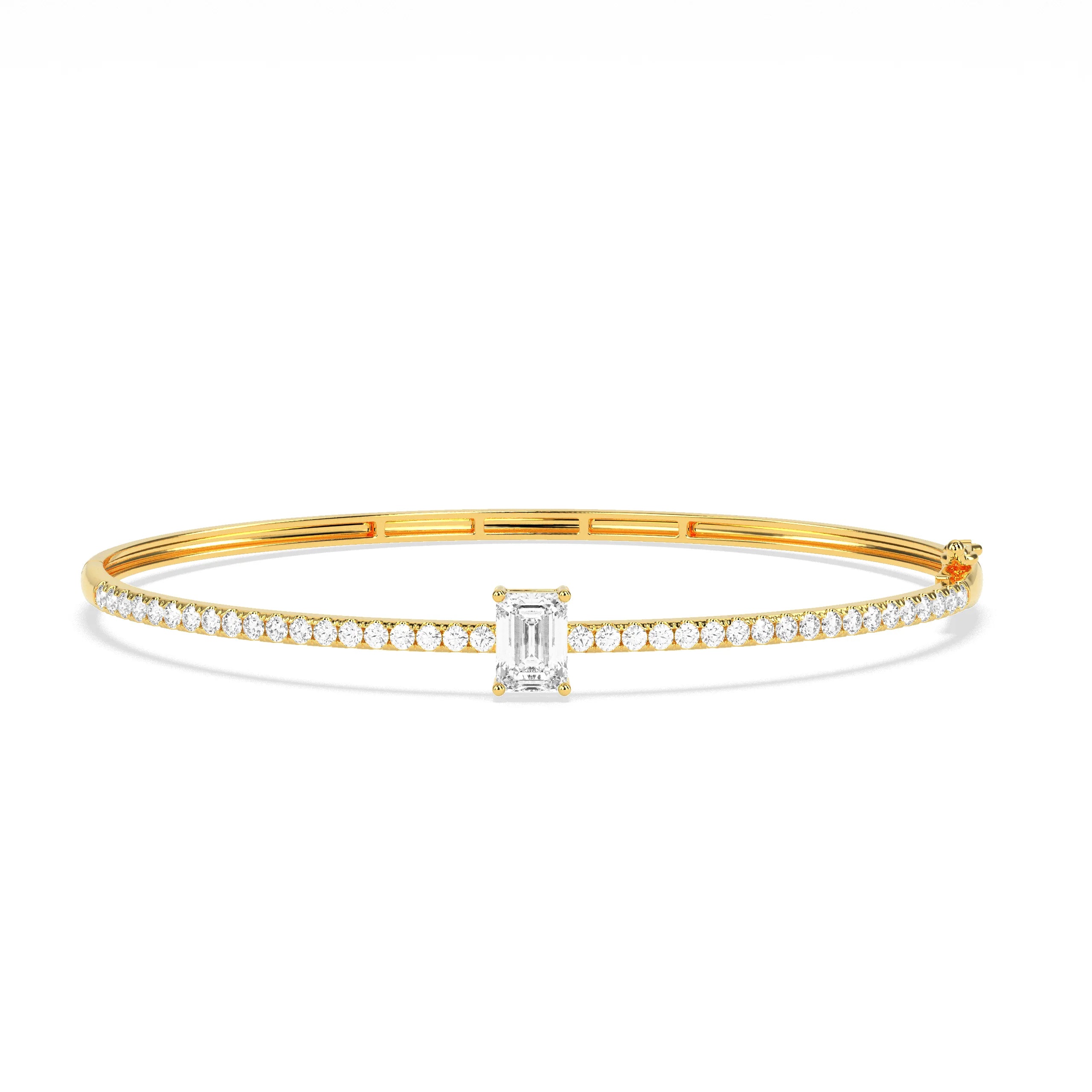 Luxury emerald diamond bangle with sparkling round diamonds - Godahari Dev Jewells