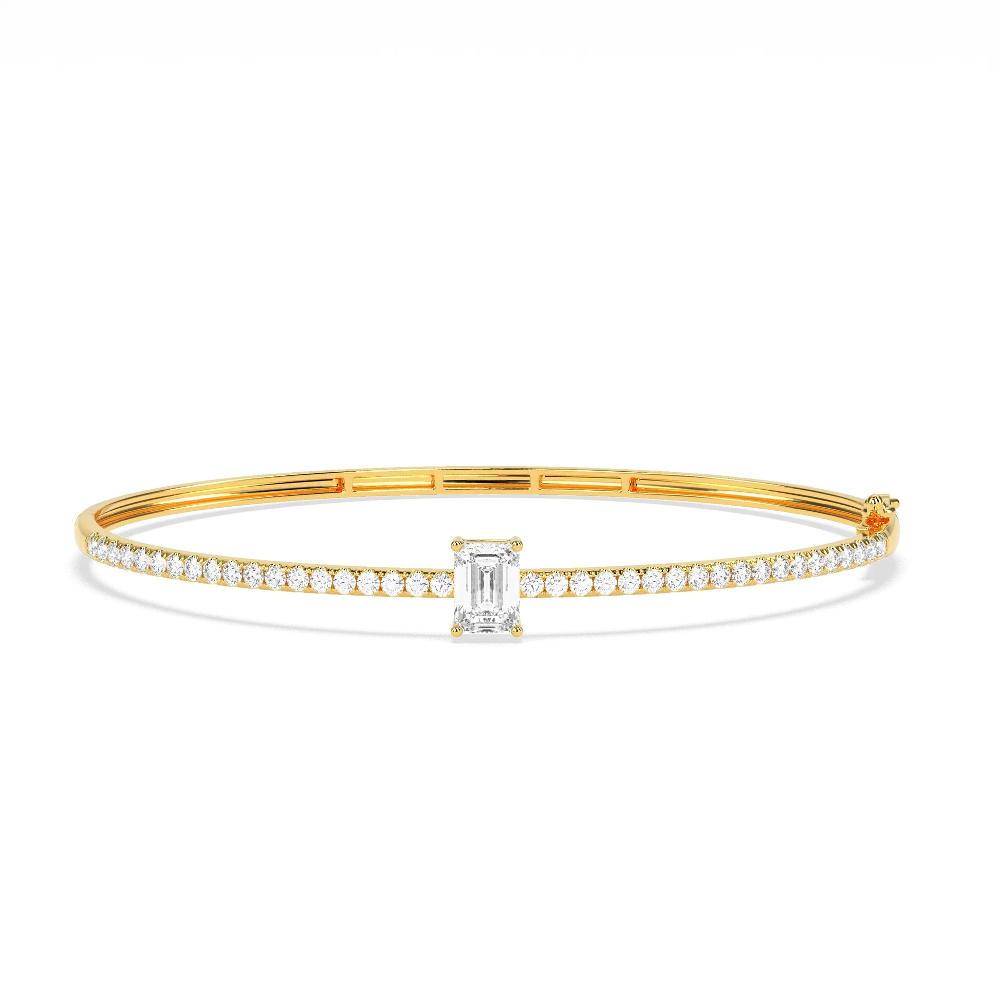 Luxury emerald diamond bangle with sparkling round diamonds - Godahari Dev Jewells