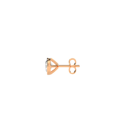 Round Diamond Bezel Set Stud Earrings in 14K & 18K Gold | White, Yellow & Rose Gold Modern Minimal Studs