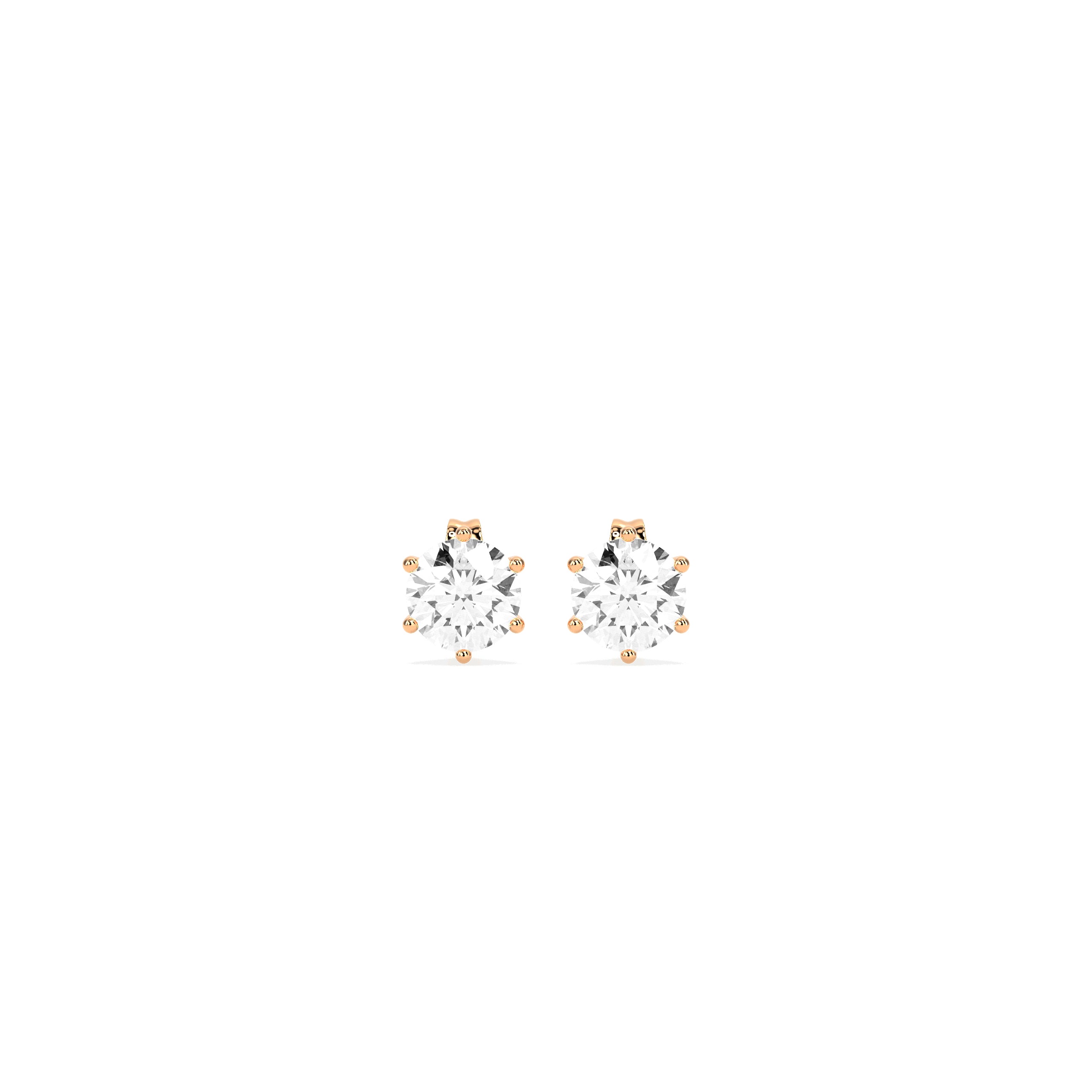Round Solitaire Diamond Stud Earrings in 14K & 18K Gold | White, Yellow & Rose Gold Classic Diamond Earrings