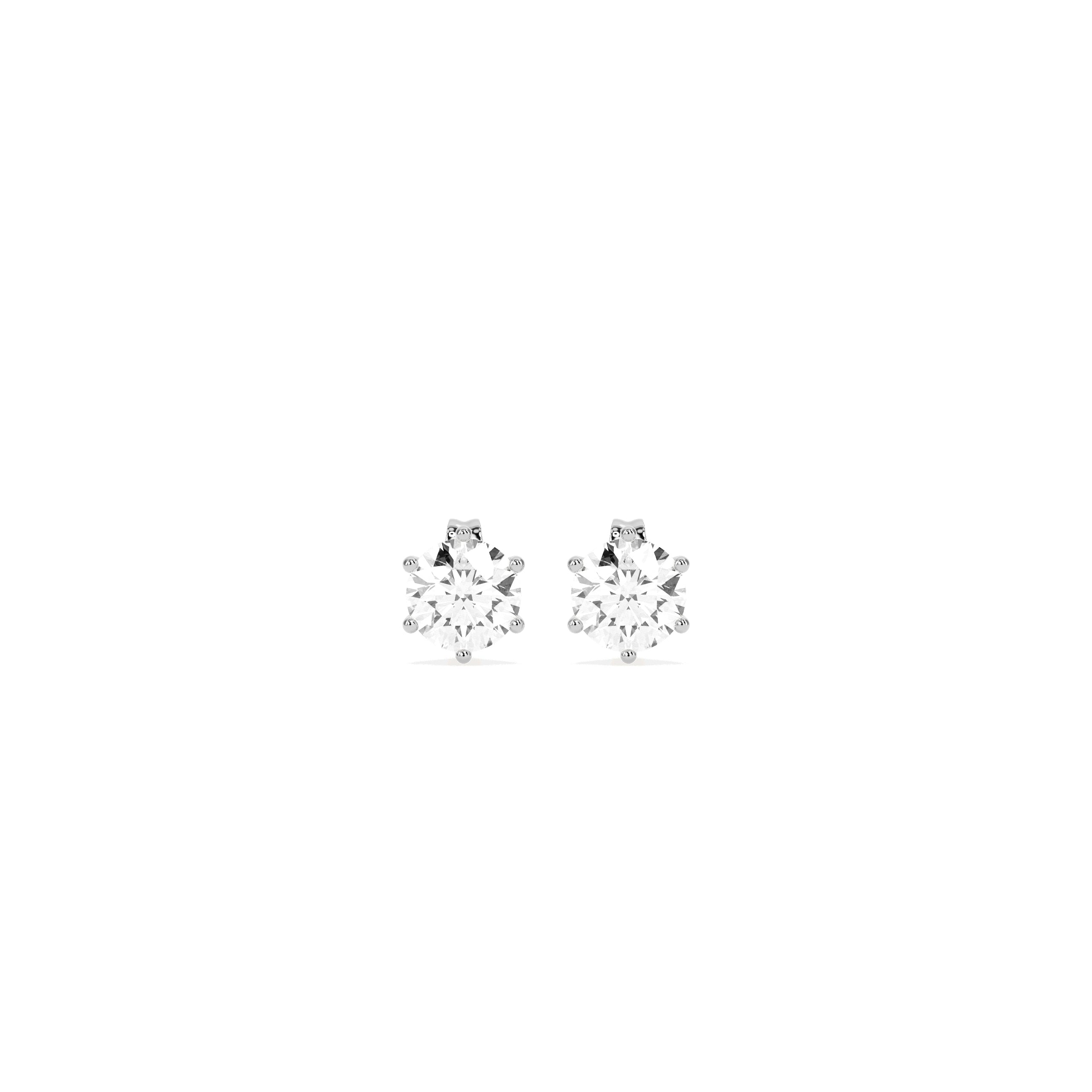 Round Solitaire Diamond Stud Earrings in 14K & 18K Gold | White, Yellow & Rose Gold Classic Diamond Earrings