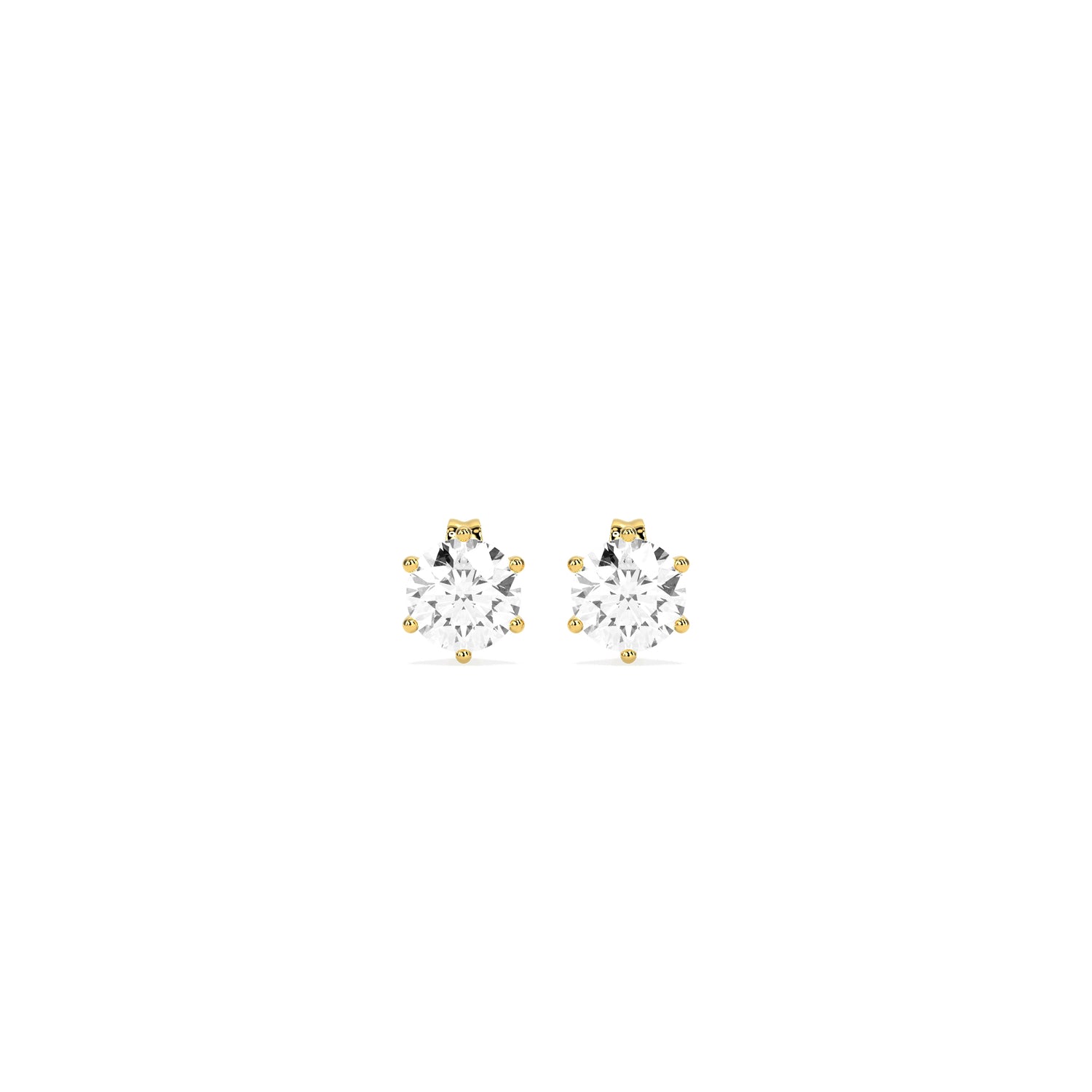 Round Solitaire Diamond Stud Earrings in 14K & 18K Gold | White, Yellow & Rose Gold Classic Diamond Earrings