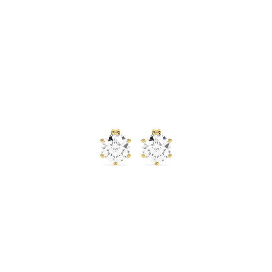 Round Solitaire Diamond Stud Earrings in 14K & 18K Gold | White, Yellow & Rose Gold Classic Diamond Earrings
