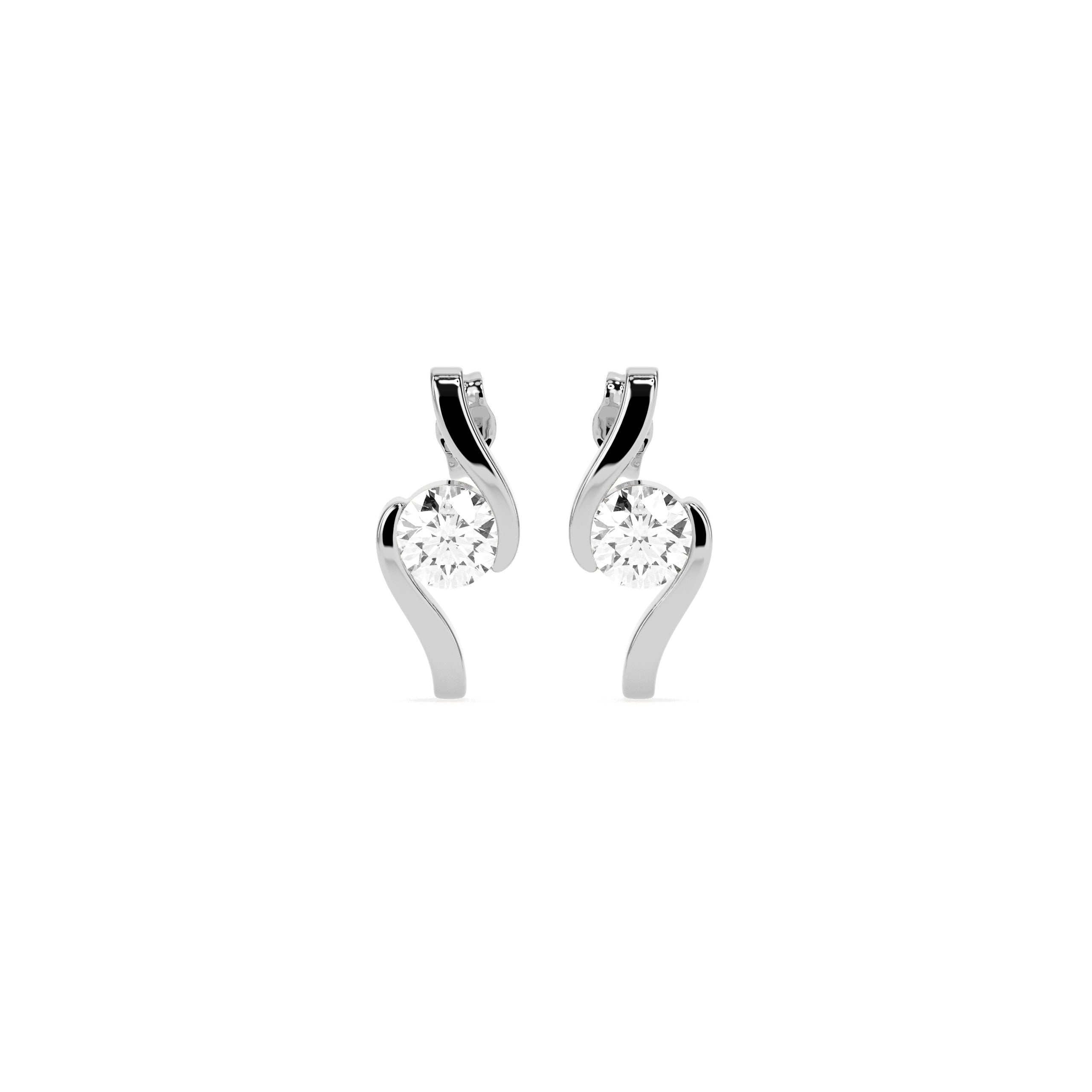 Twist Design Diamond Drop Stud Earrings - 14K & 18K Gold