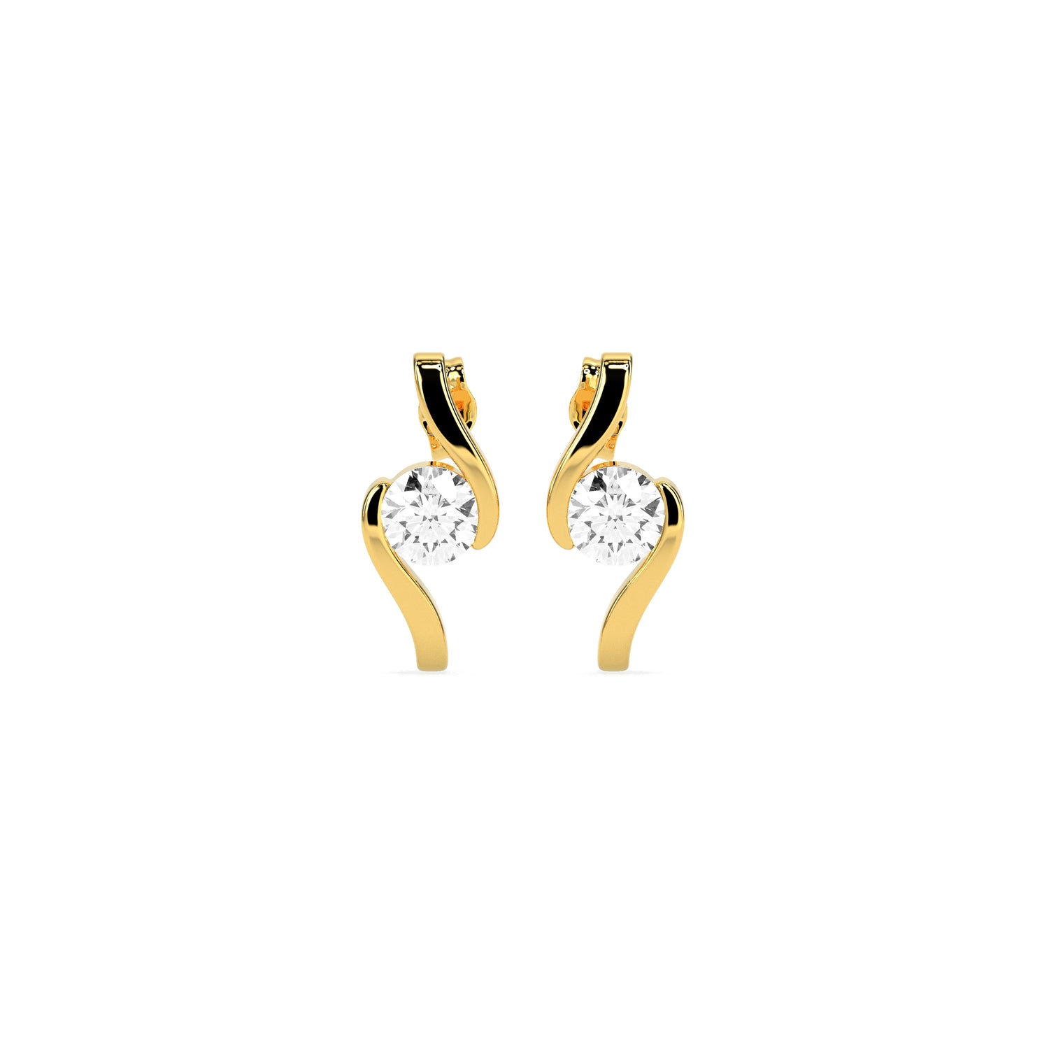 Twist Design Diamond Drop Stud Earrings - 14K & 18K Gold