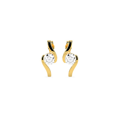 Twist Design Diamond Drop Stud Earrings - 14K & 18K Gold