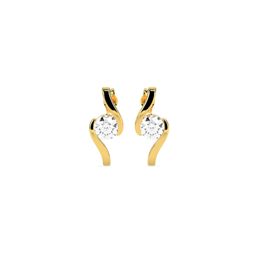 Twist Design Diamond Drop Stud Earrings - 14K & 18K Gold