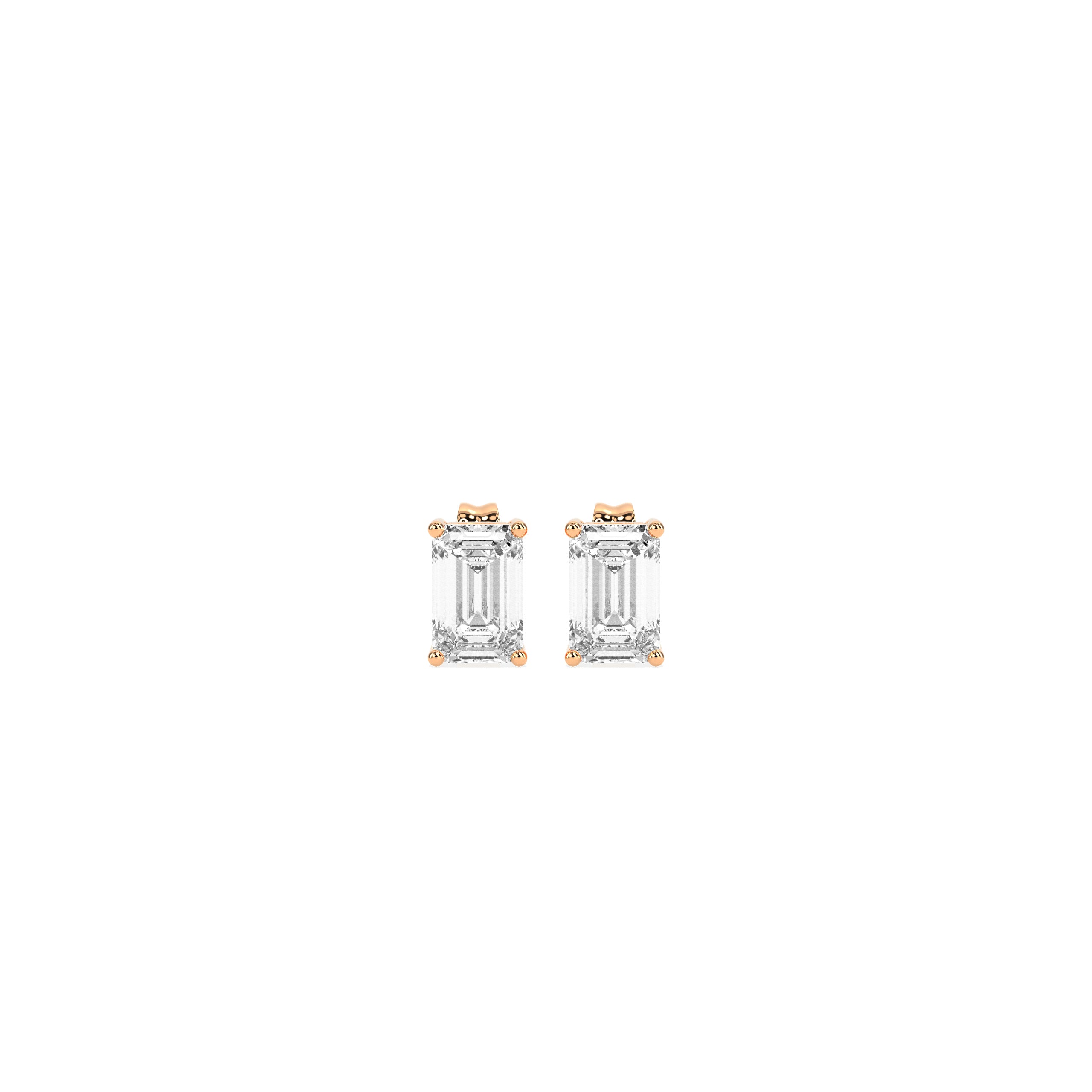 Emerald Cut Diamond Stud Earrings in 14K & 18K Gold | White, Yellow & Rose Gold Minimal Luxury Earrings