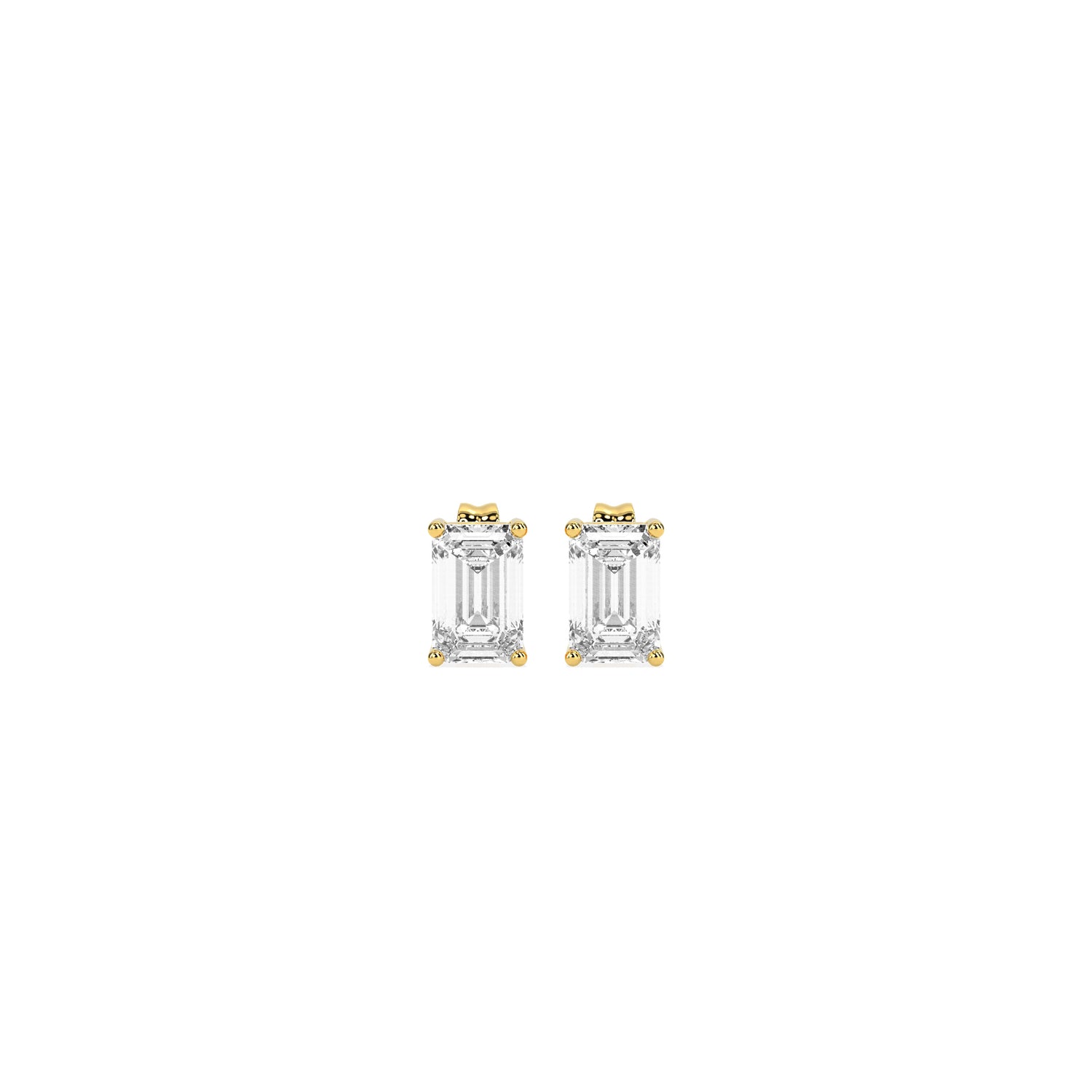 Emerald Cut Diamond Stud Earrings in 14K & 18K Gold | White, Yellow & Rose Gold Minimal Luxury Earrings