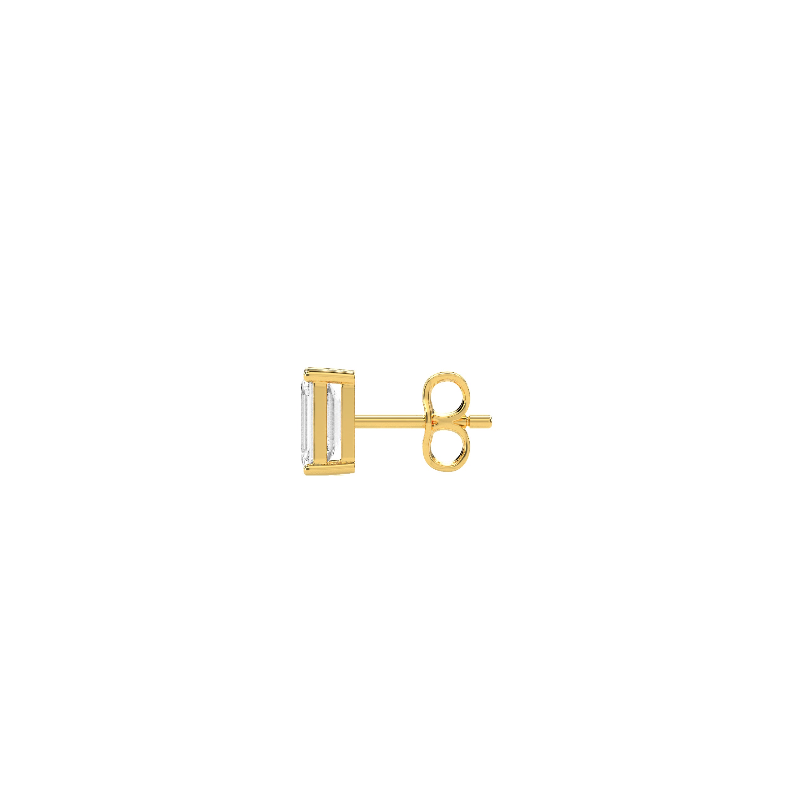 Emerald Cut Diamond Stud Earrings in 14K & 18K Gold | White, Yellow & Rose Gold Minimal Luxury Earrings