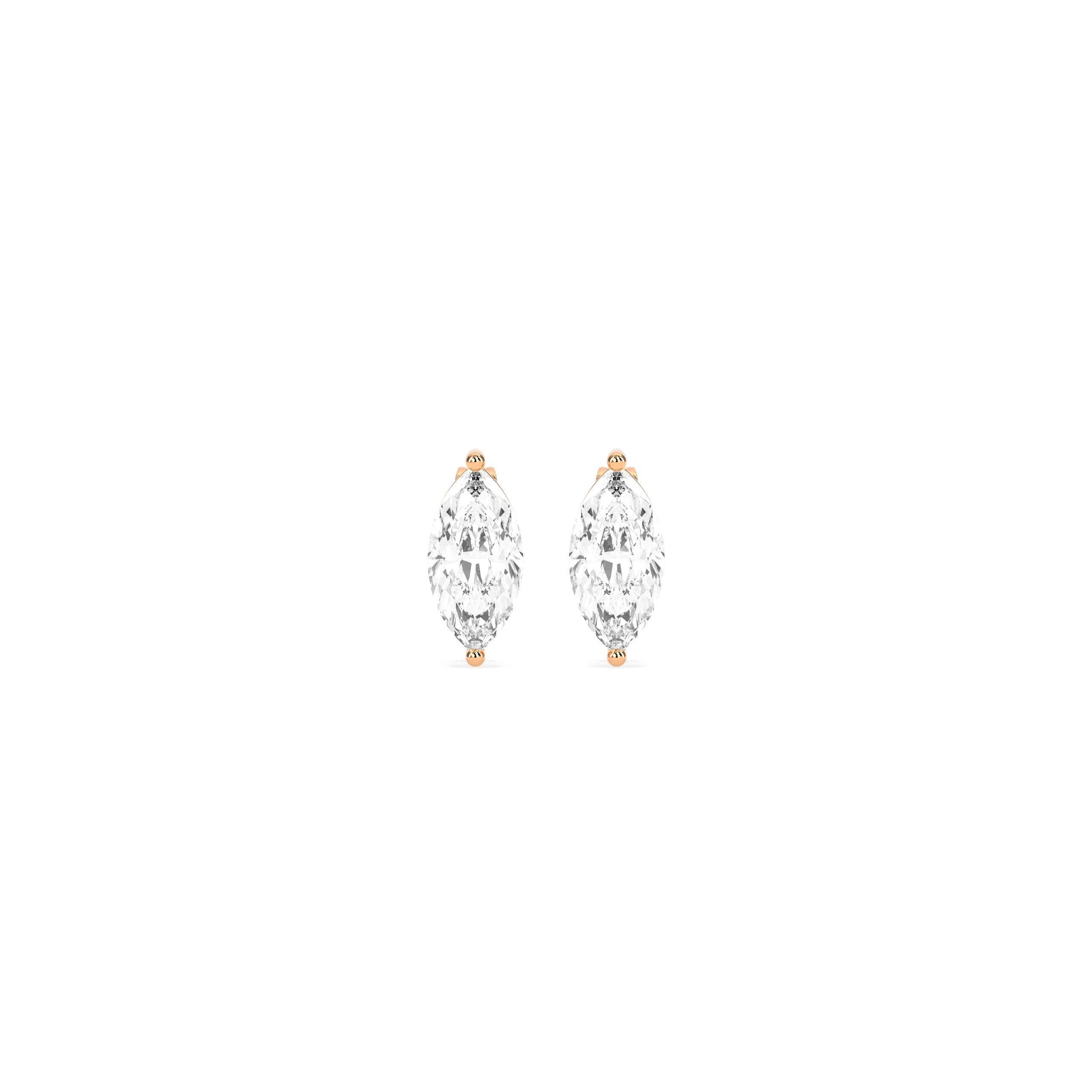 Stunning Marquise-Shaped Diamond Solitaire 2-Prong Earring - Godahari Dev Jewells