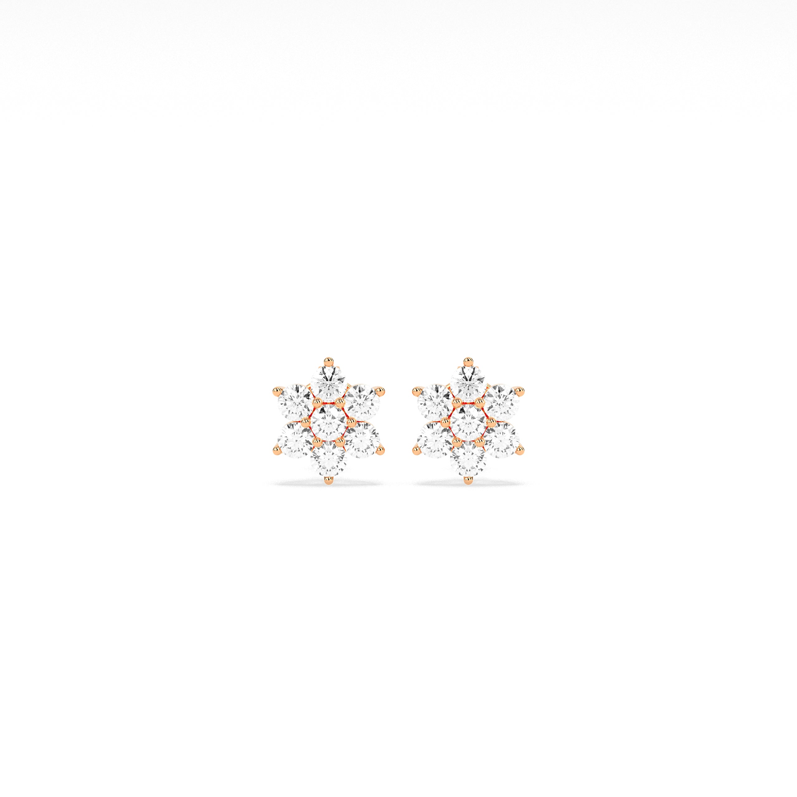 Flower Cluster Round Diamond Earring - Godahari Dev Jewells