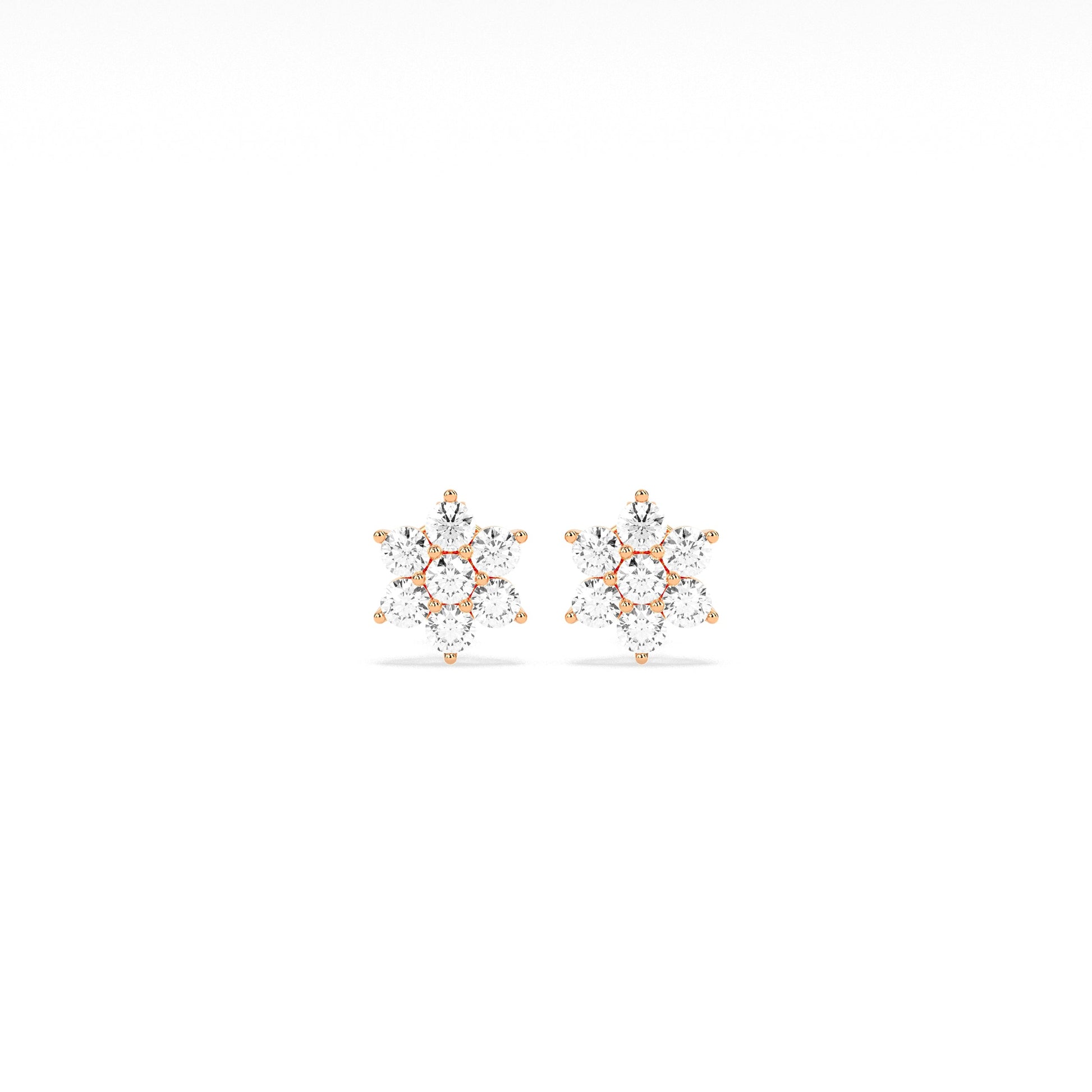 Flower Cluster Round Diamond Earring - Godahari Dev Jewells