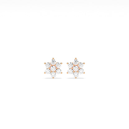 Flower Cluster Round Diamond Earring - Godahari Dev Jewells