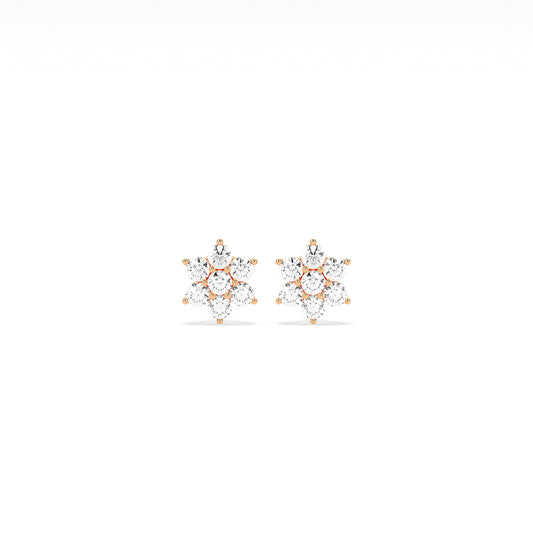 Flower Cluster Round Diamond Earring - Godahari Dev Jewells