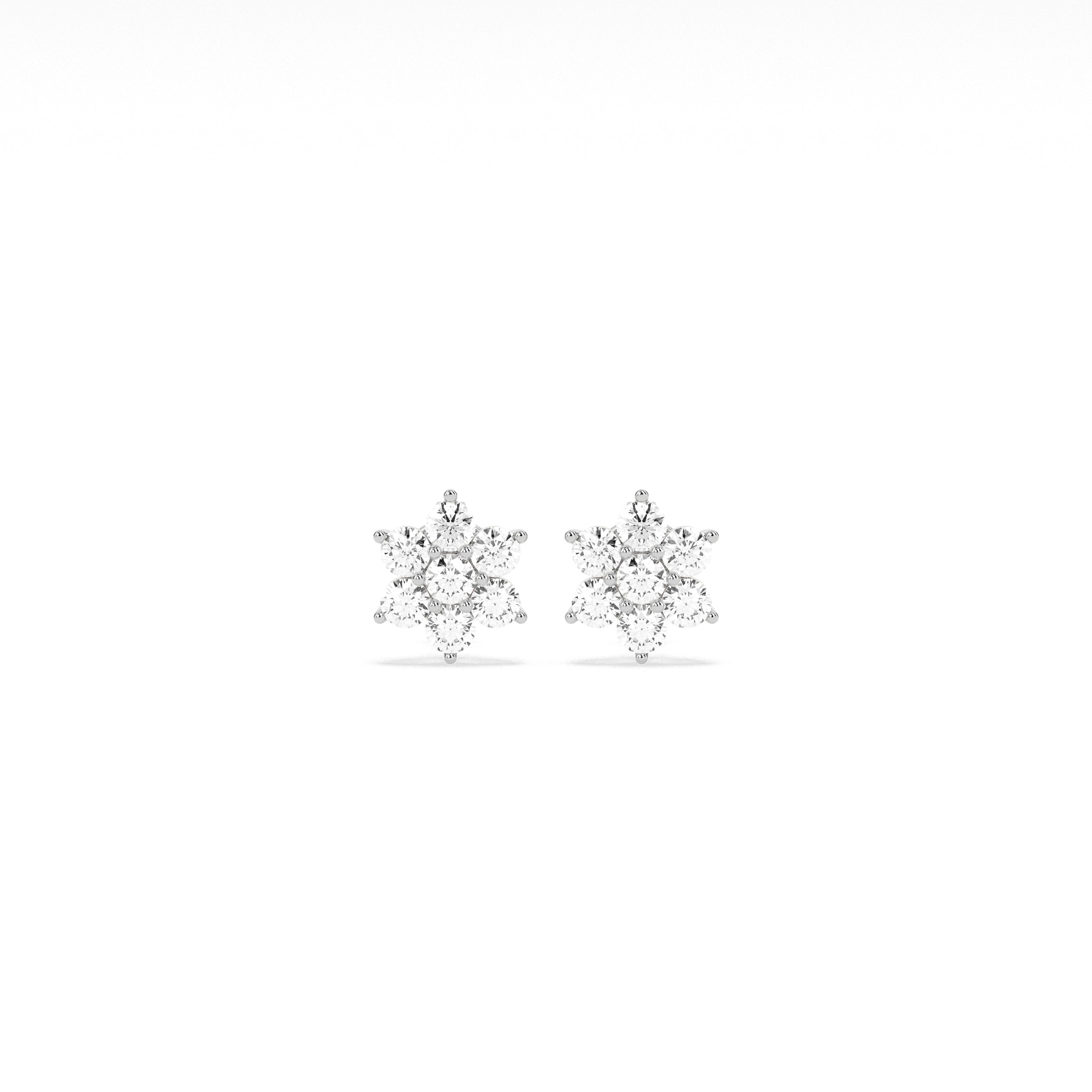 Flower Cluster Round Diamond Earring - Godahari Dev Jewells