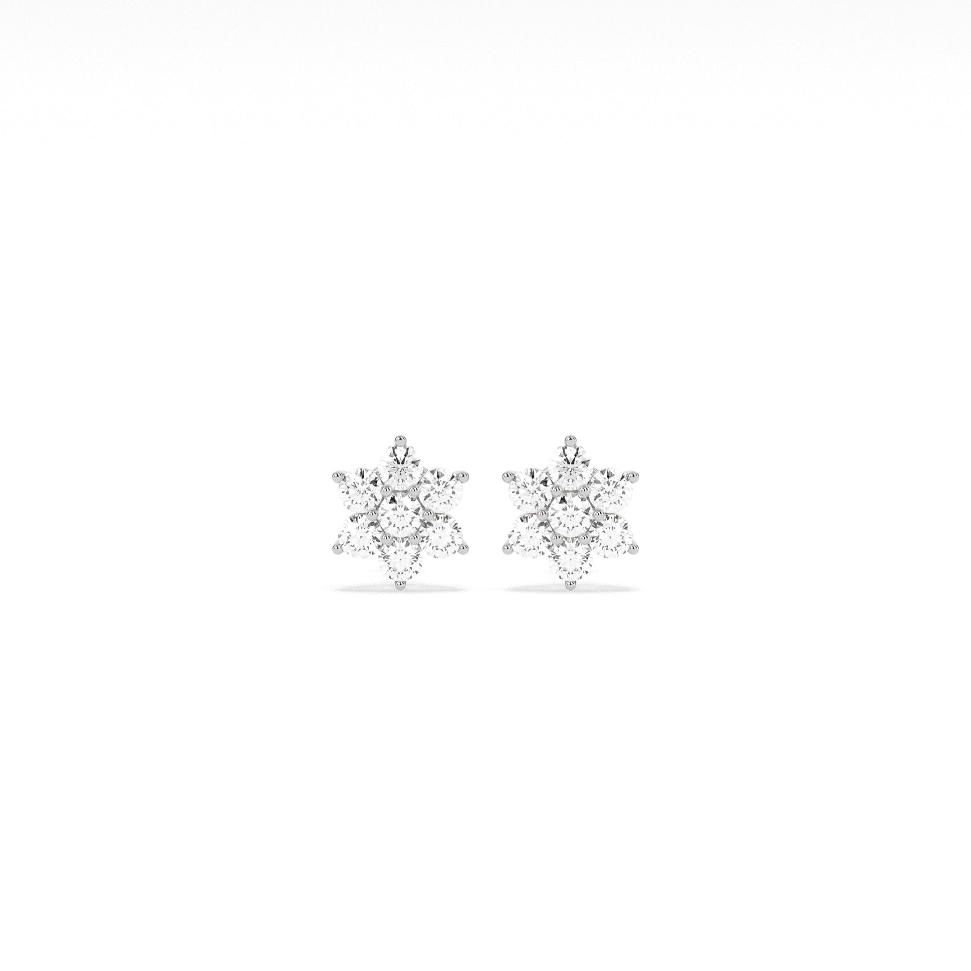 Flower Cluster Round Diamond Earring - Godahari Dev Jewells