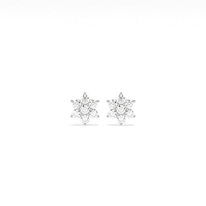 Flower Cluster Round Diamond Earring - Godahari Dev Jewells