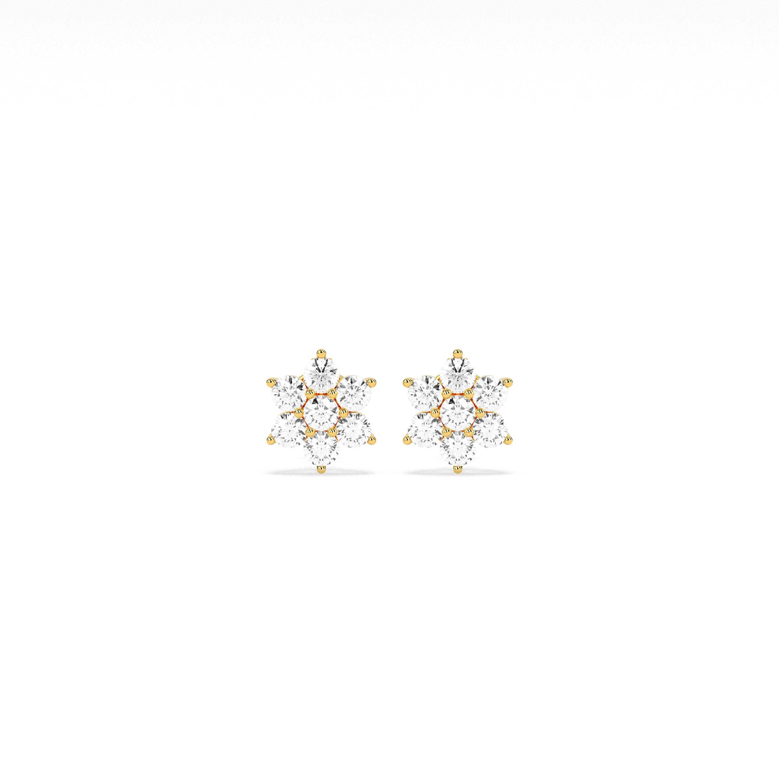 Flower Cluster Round Diamond Earring - Godahari Dev Jewells