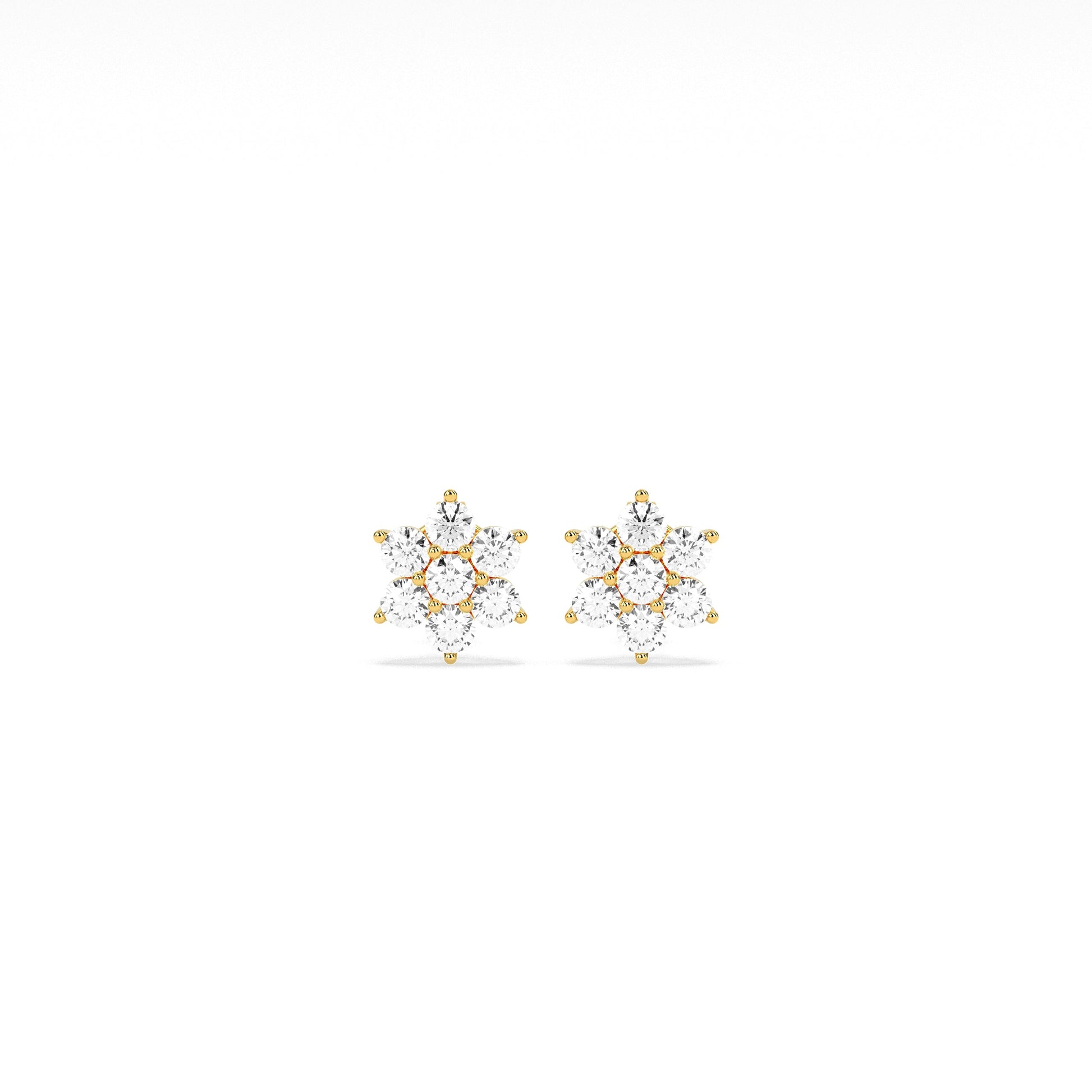 Flower Cluster Round Diamond Earring - Godahari Dev Jewells