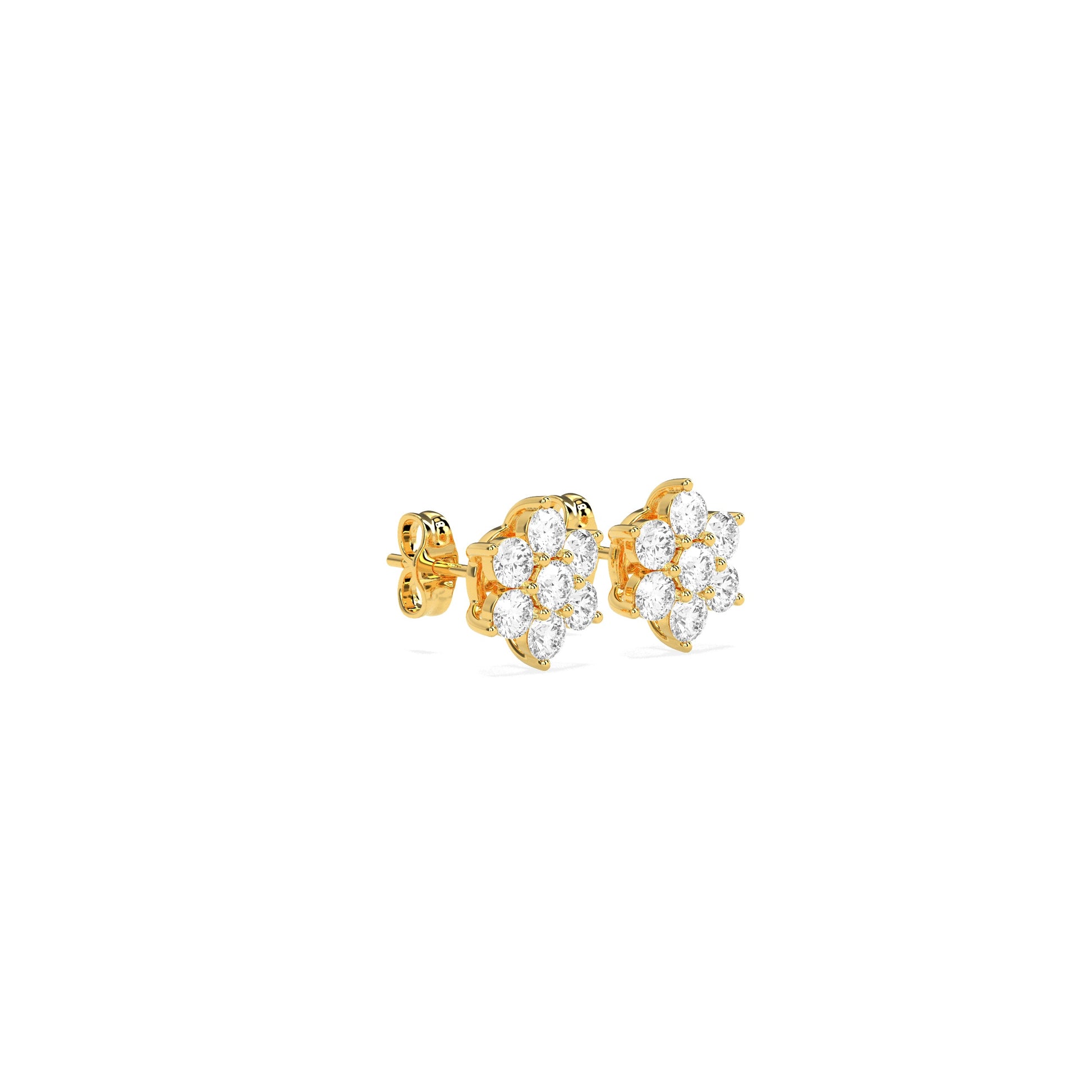 Flower Cluster Round Diamond Earring - Godahari Dev Jewells