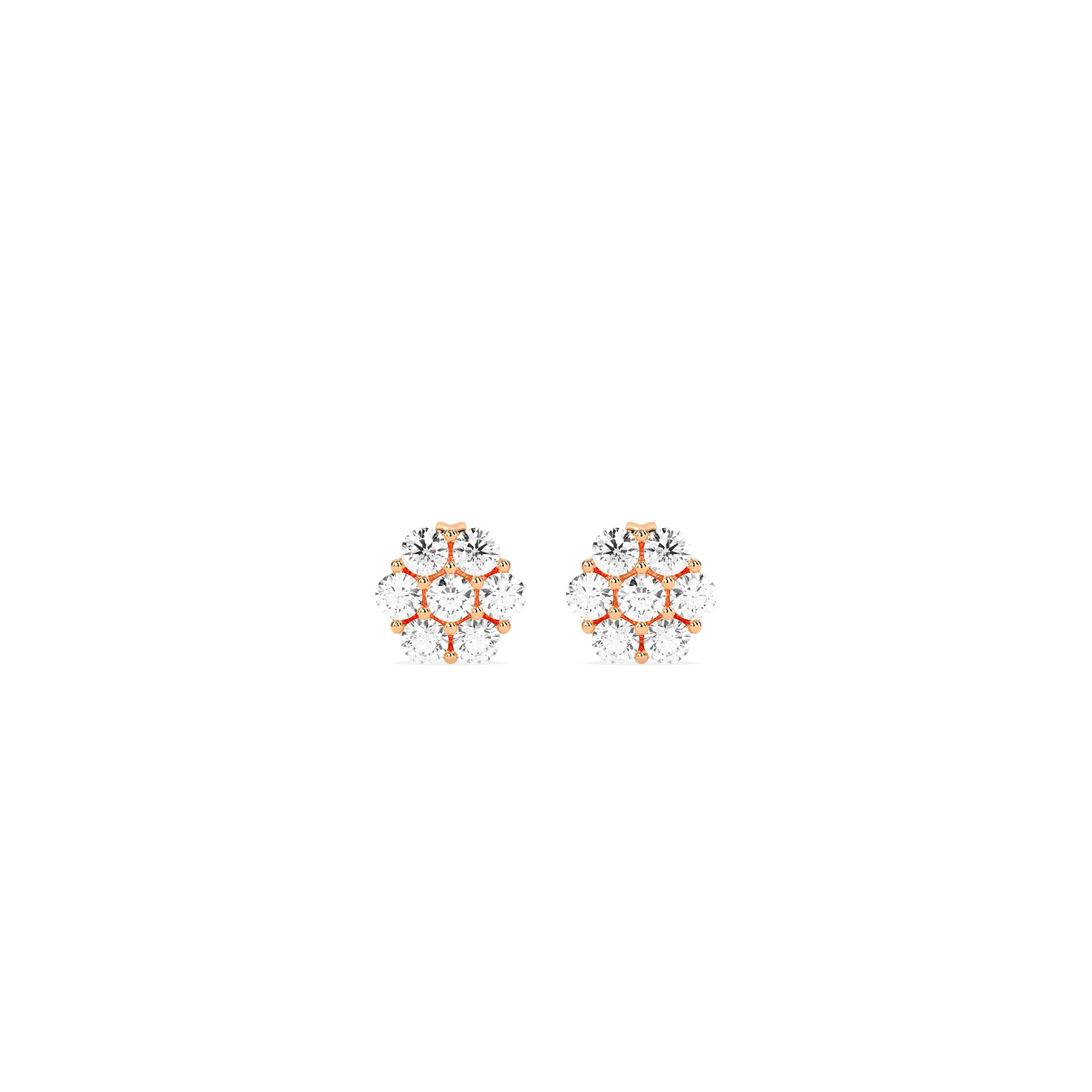 Cluster Round Diamond Earring - Godahari Dev Jewells