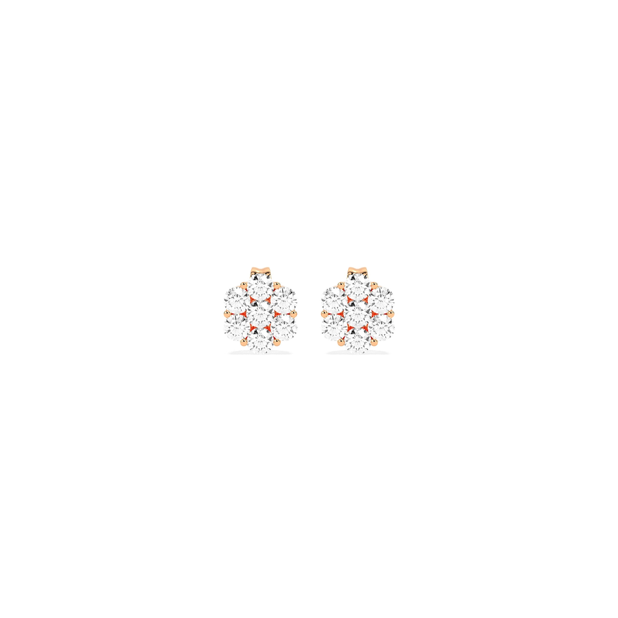 Exquisite Cluster Round Diamond Earring - Godahari Dev Jewells