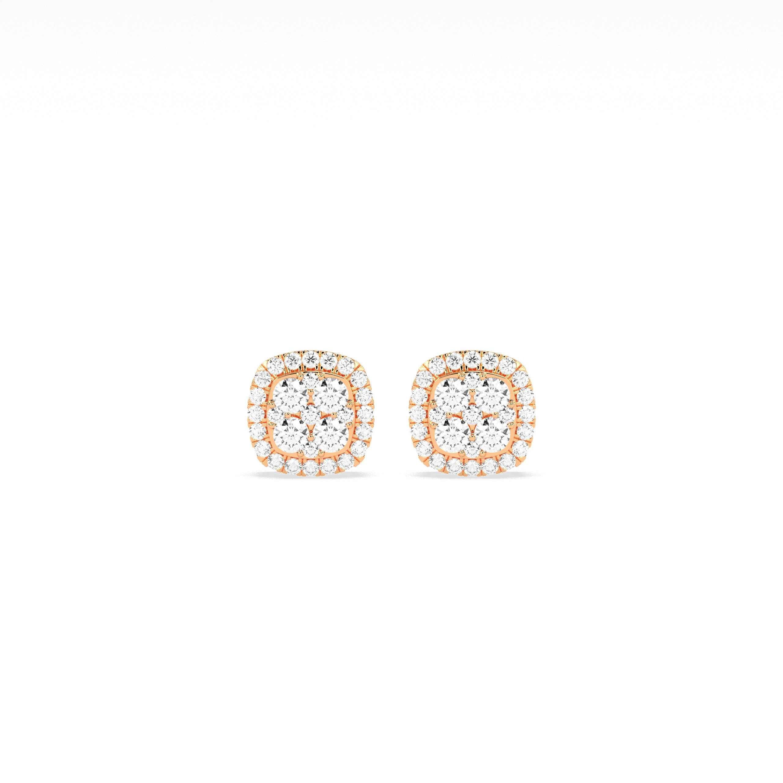 Elegant Square Cluster Diamond Earring - GodahariDev Jewells