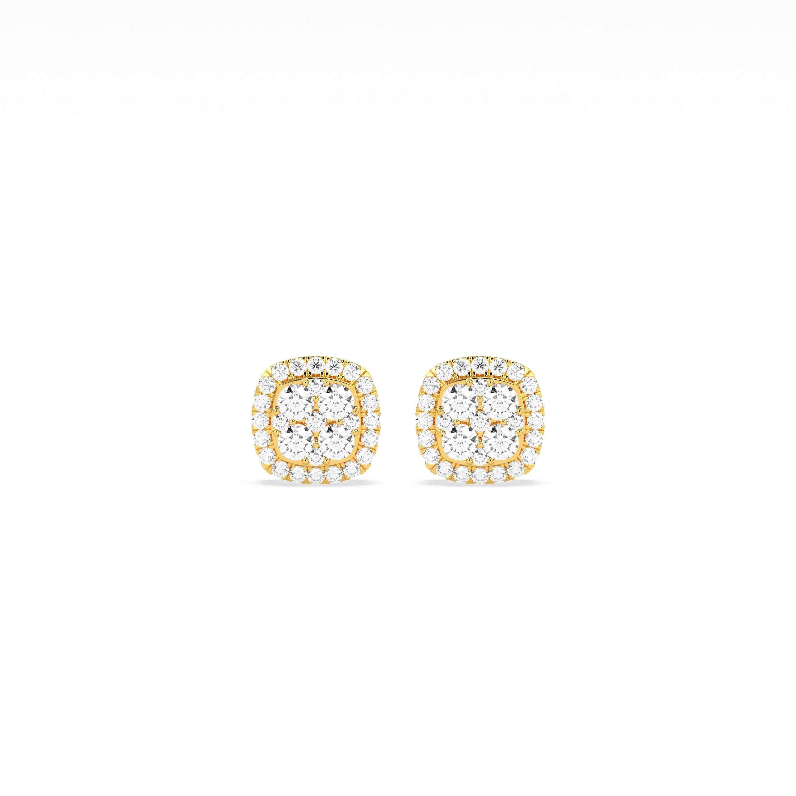 Elegant Square Cluster Diamond Earring - GodahariDev Jewells