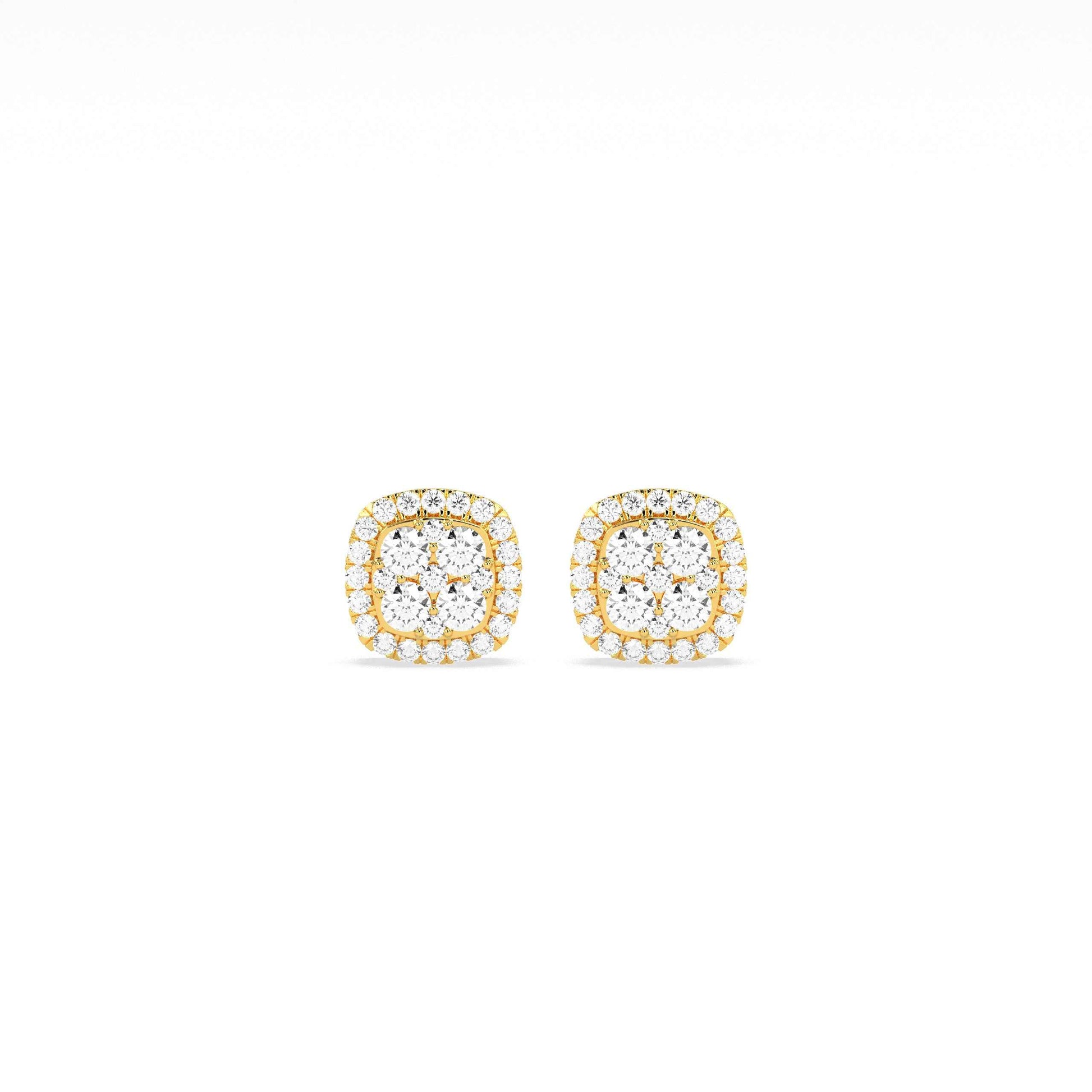 Elegant Square Cluster Diamond Earring - GodahariDev Jewells
