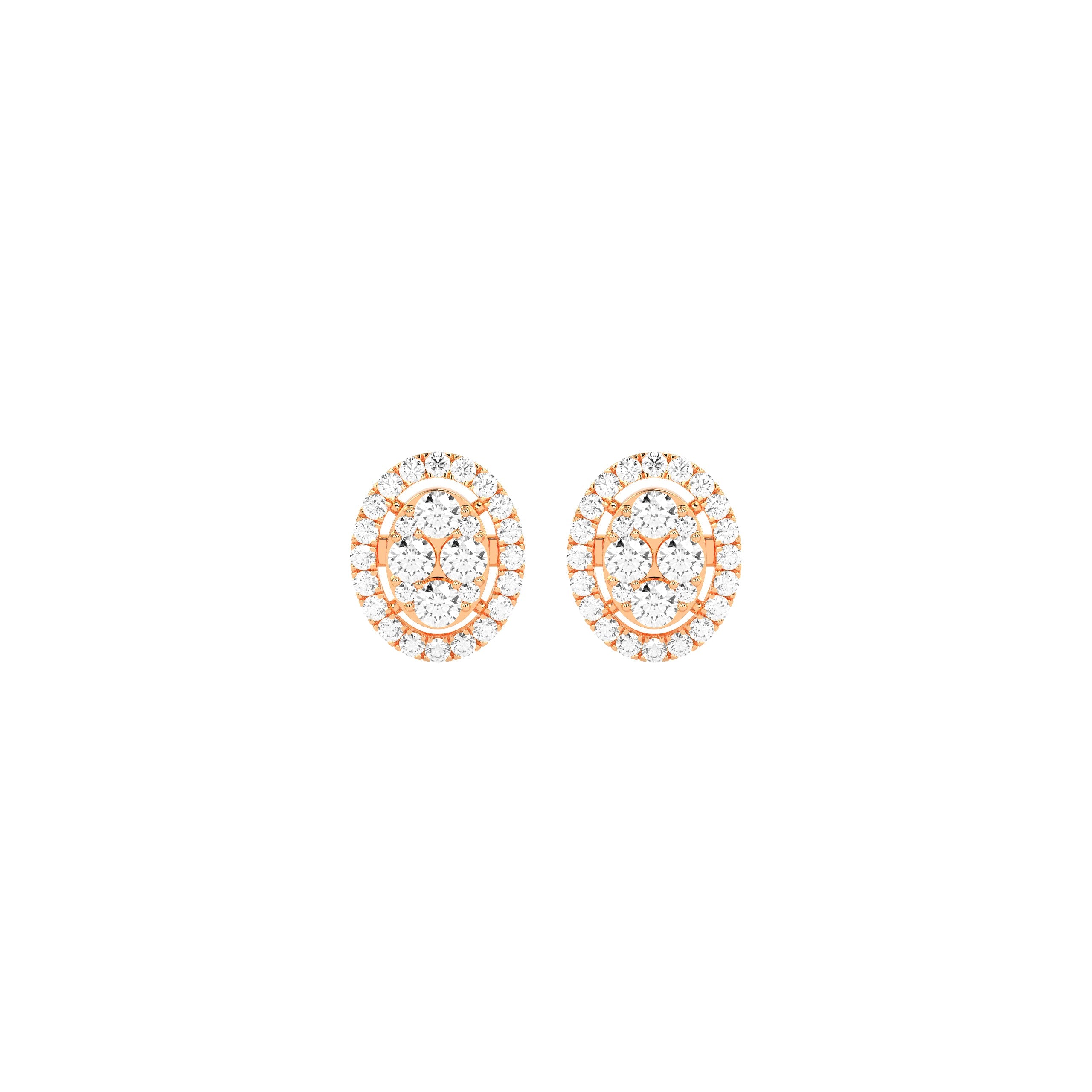 Oval Cluster Diamond Earring - Godahari Dev Jewells