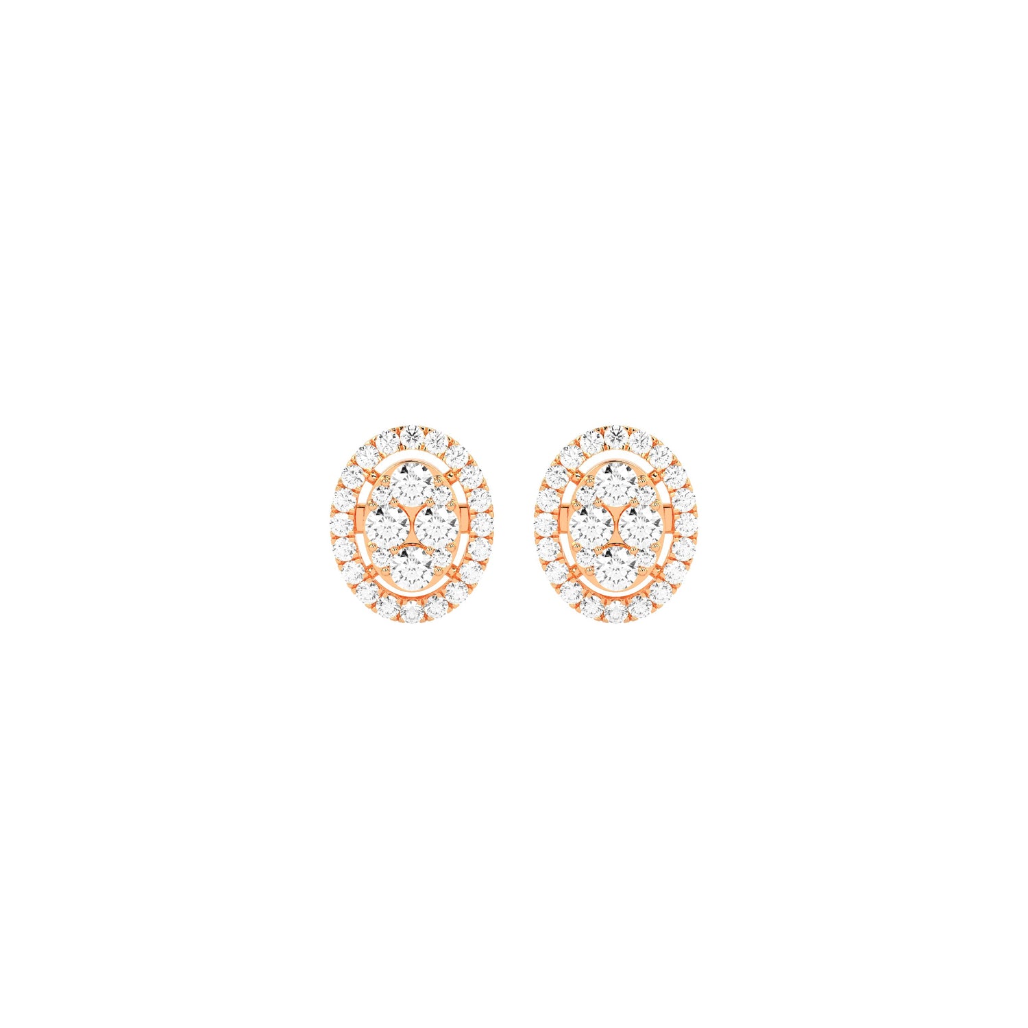 Oval Cluster Diamond Earring - Godahari Dev Jewells