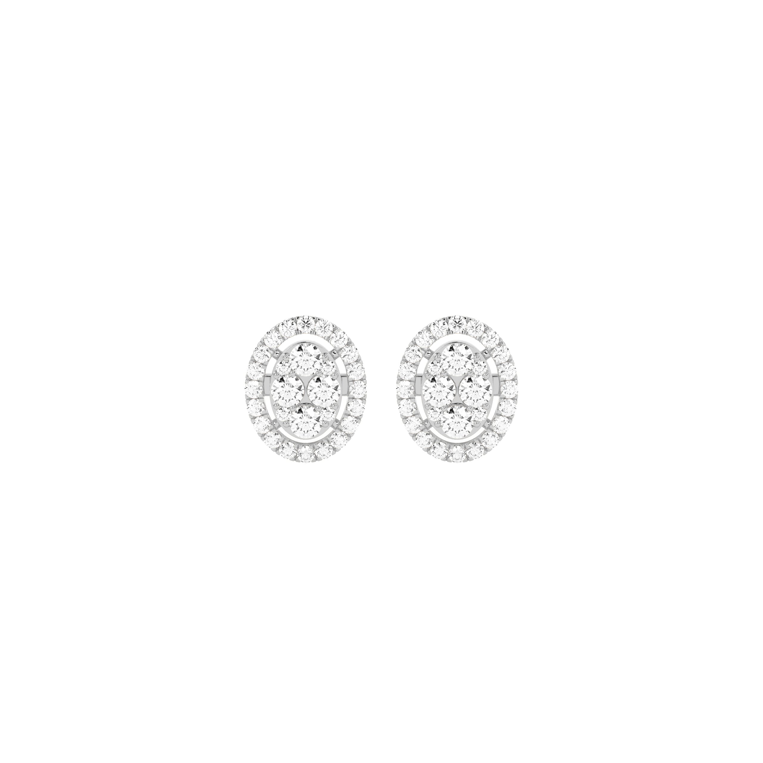 Oval Cluster Diamond Earring - Godahari Dev Jewells