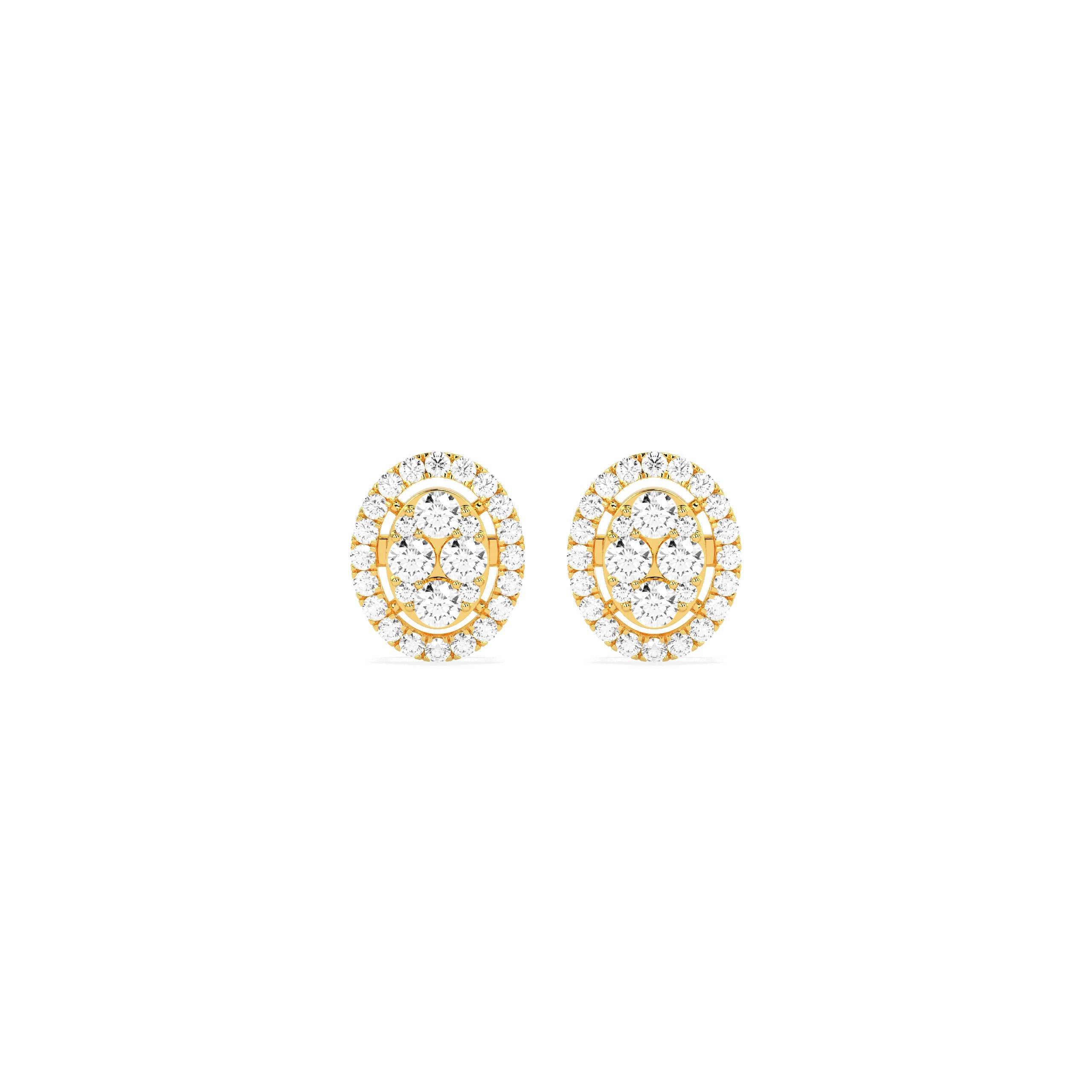 Oval Cluster Diamond Earring - Godahari Dev Jewells