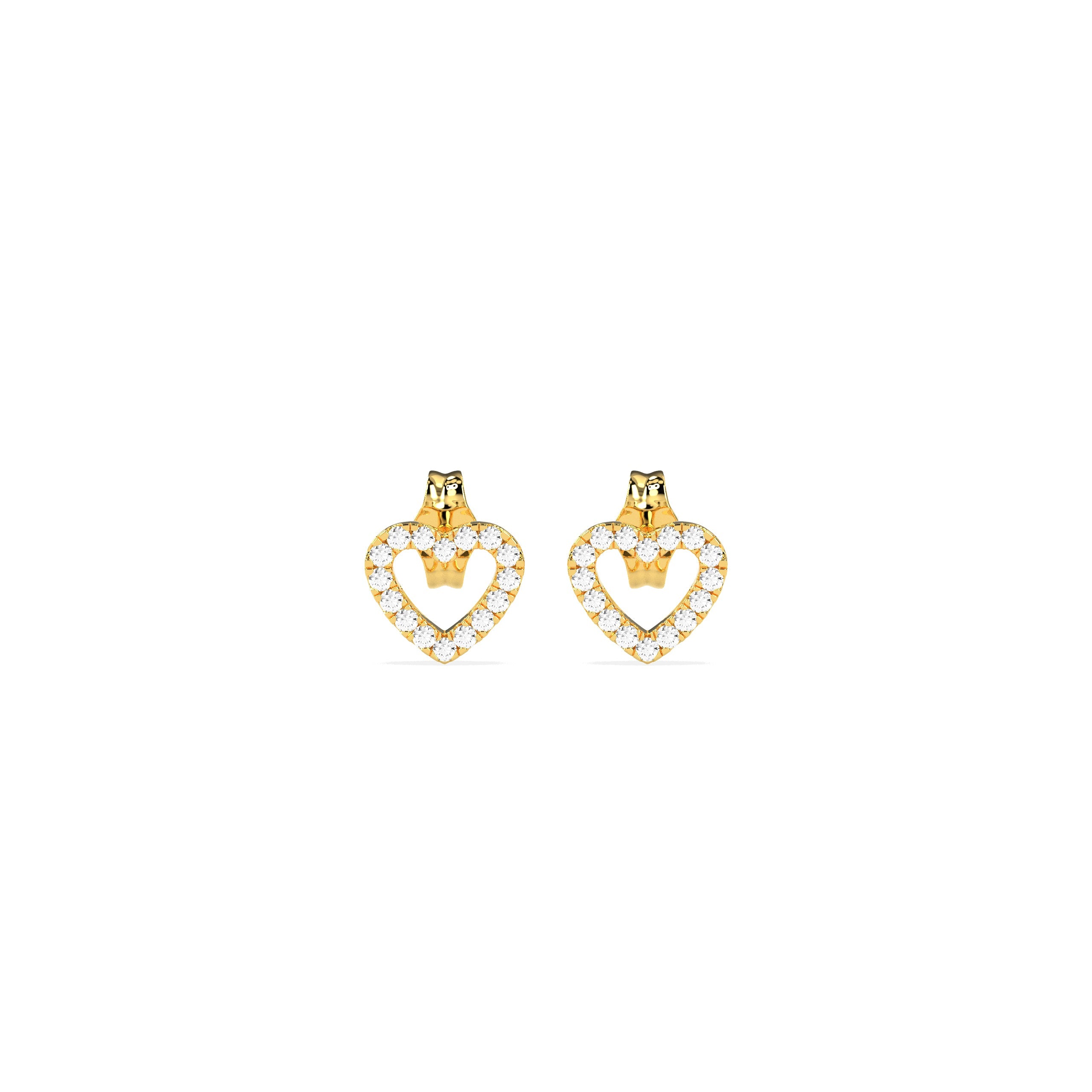 Single Diamond Open Heart Earring - Godahari Dev Jewells