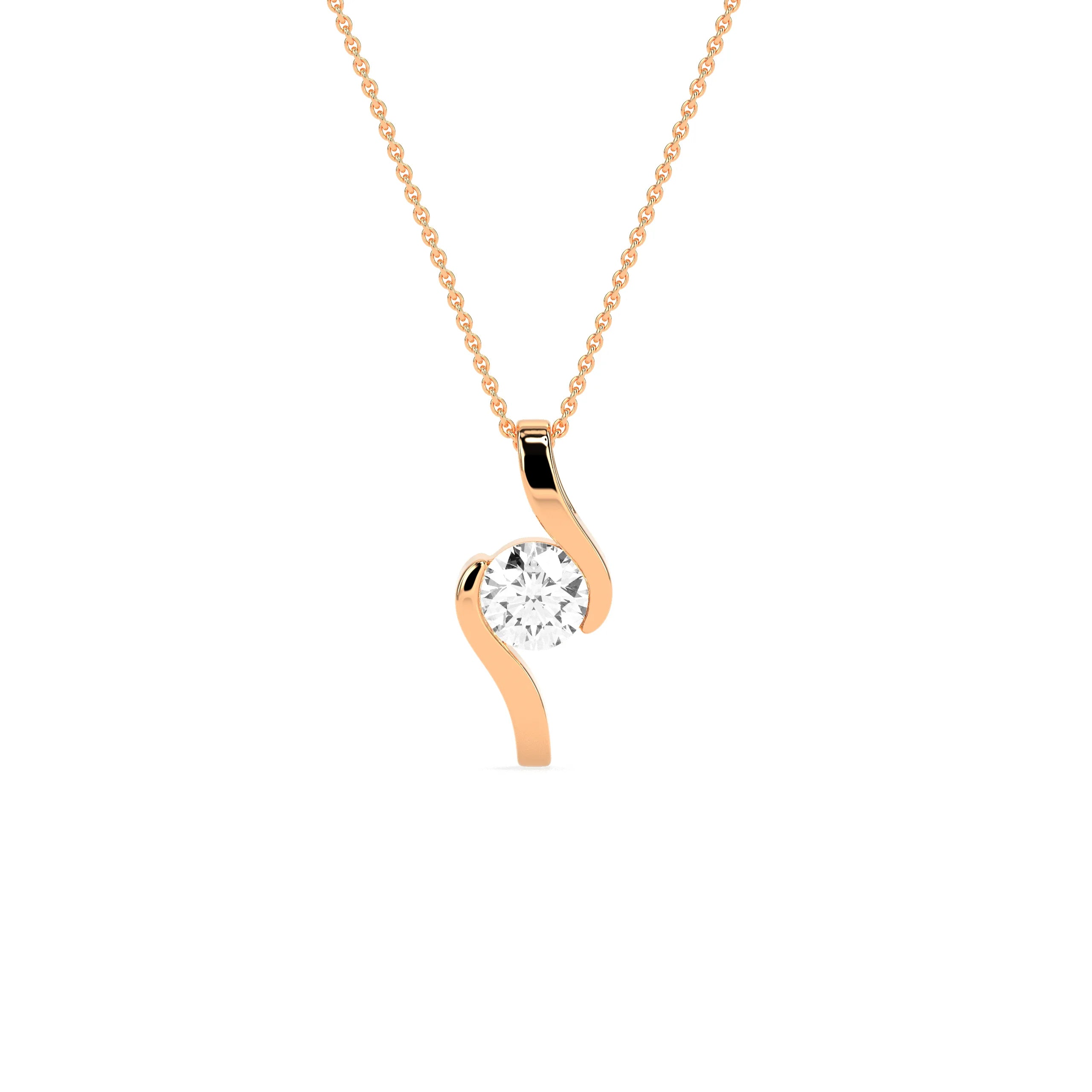 Round Solitaire  Diamond Pendant - Godahari Dev Jewells