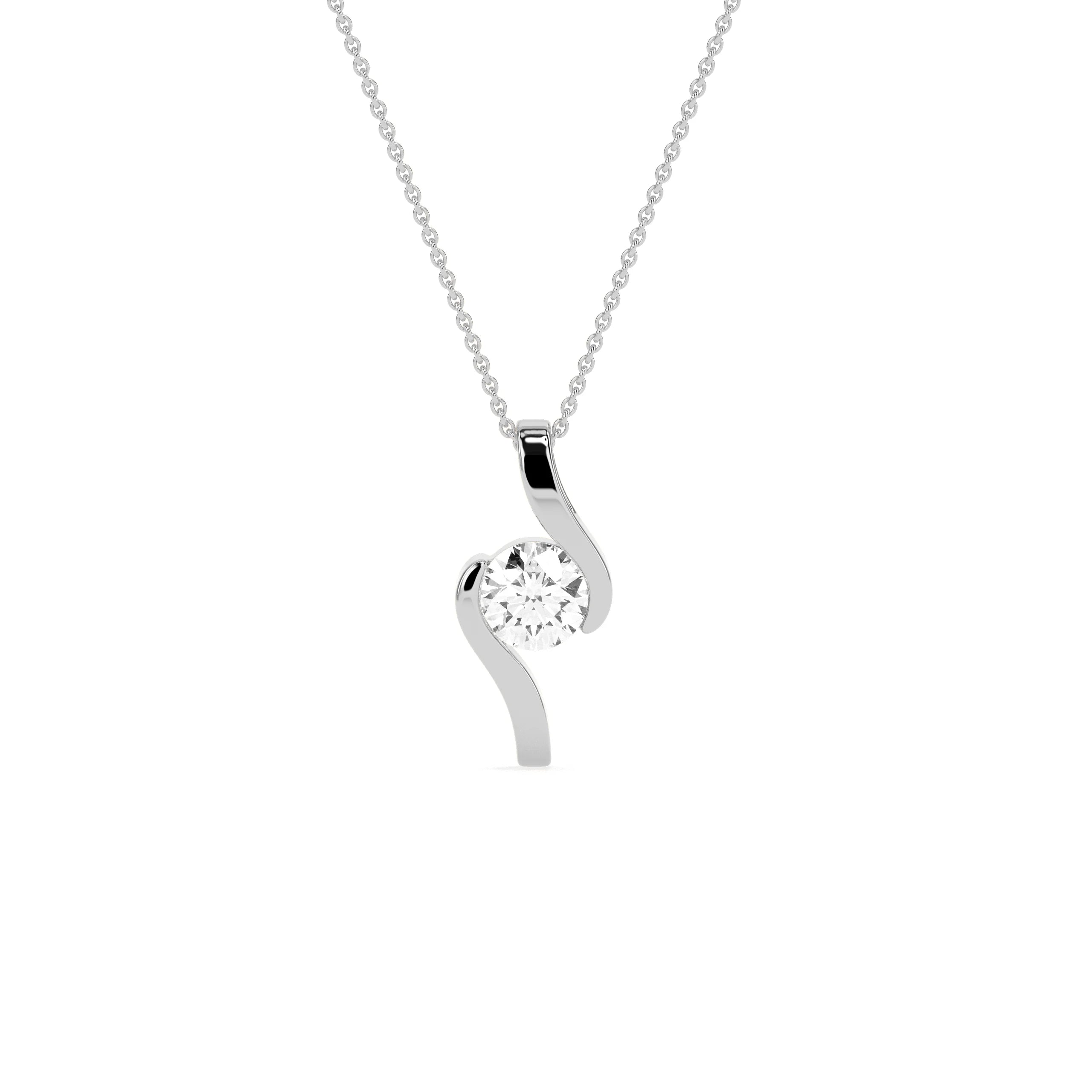 Round Solitaire  Diamond Pendant - Godahari Dev Jewells