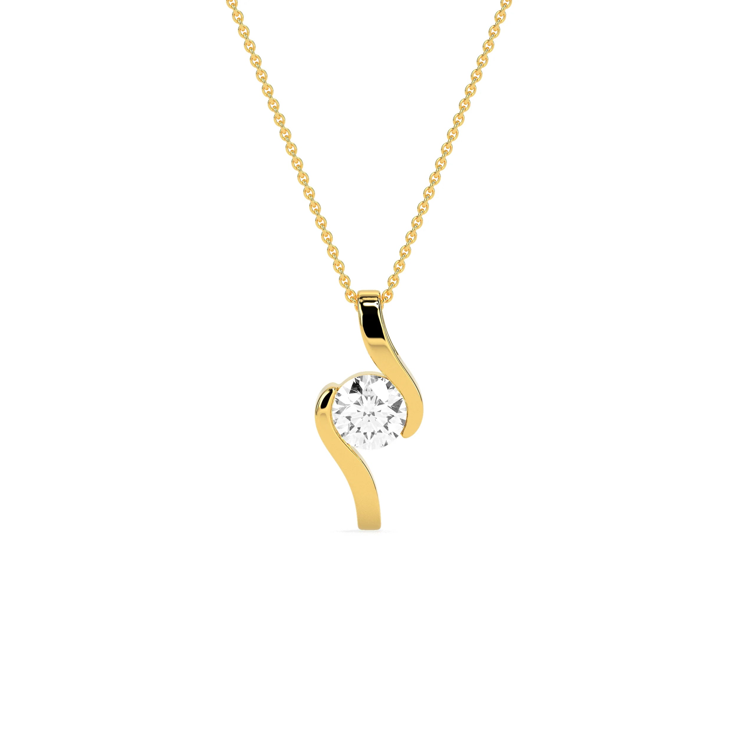 Round Solitaire  Diamond Pendant - Godahari Dev Jewells