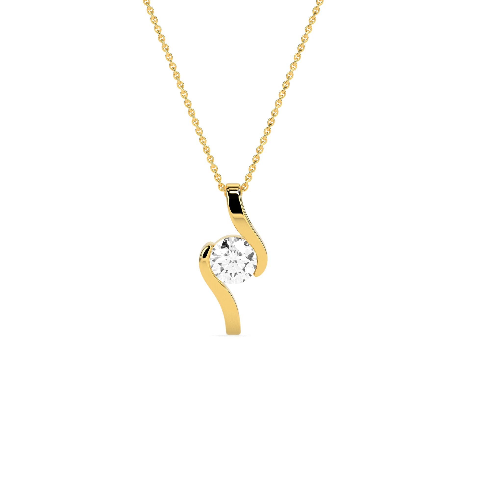 Round Solitaire  Diamond Pendant - Godahari Dev Jewells